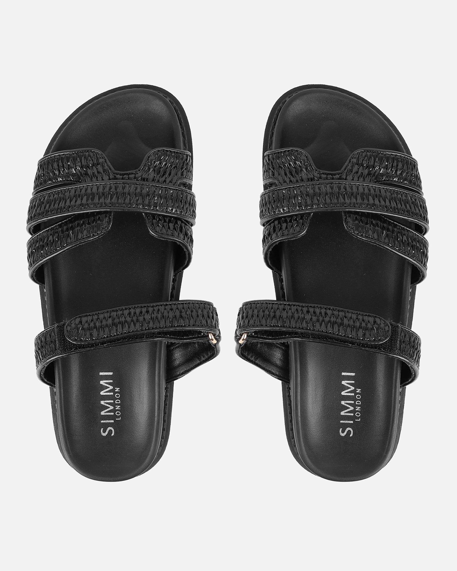 Veil Black Raffia Chunky Sliders