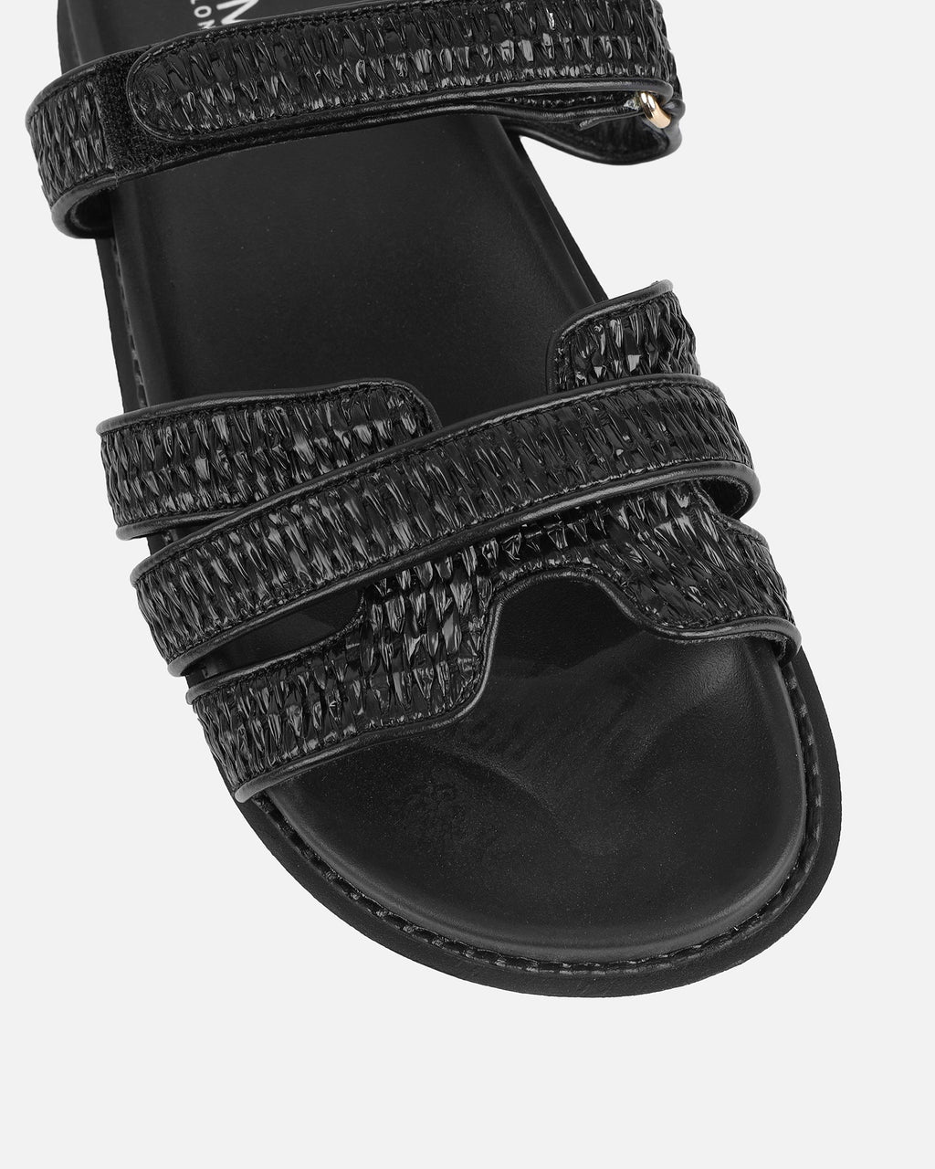 Veil Black Raffia Chunky Sliders