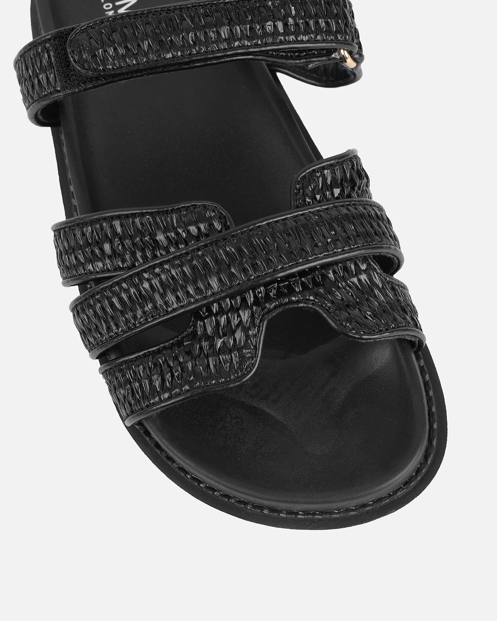 Veil Black Raffia Chunky Sliders