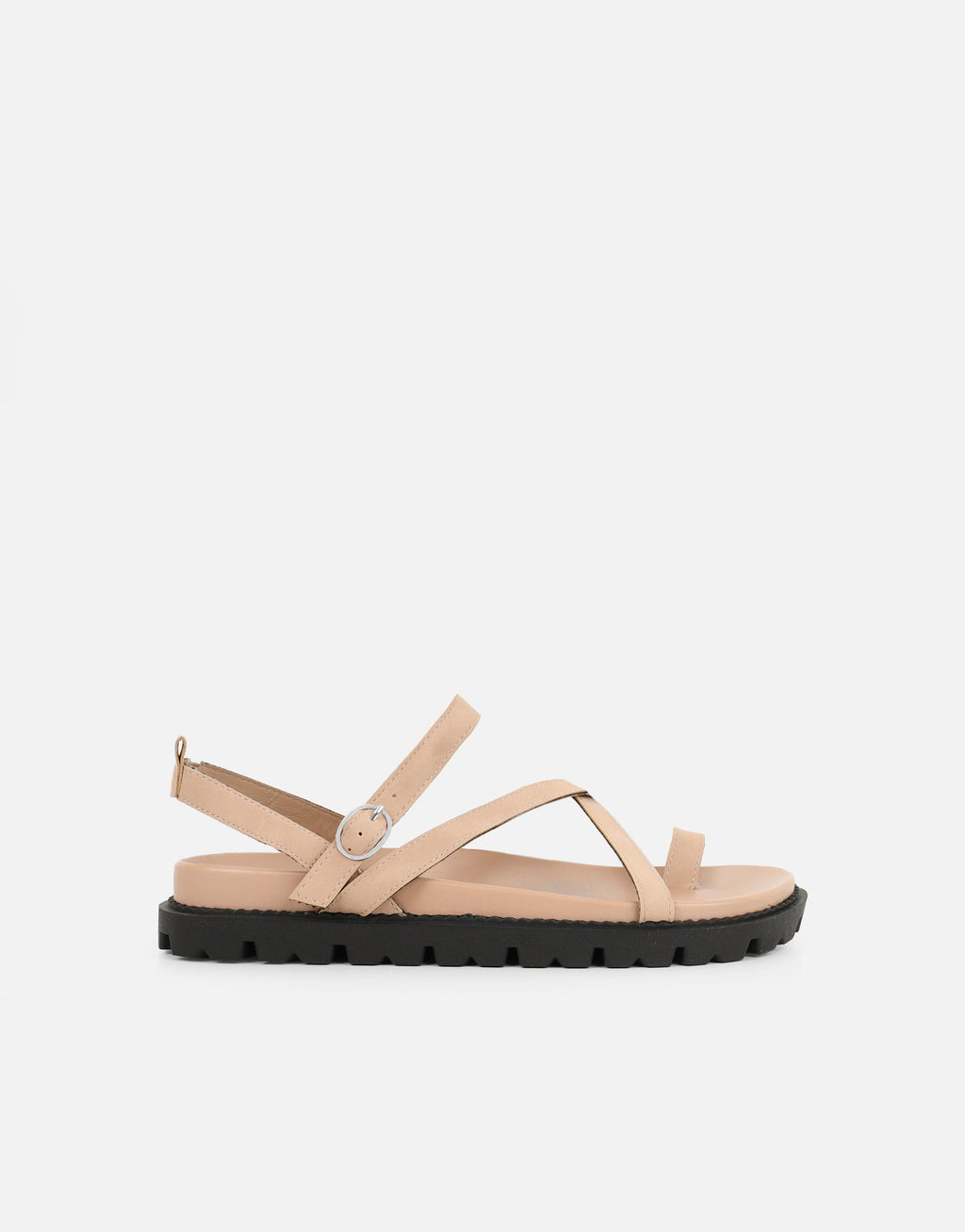 Verity Beige Nubuck Strappy Chunky Footbed Sandals