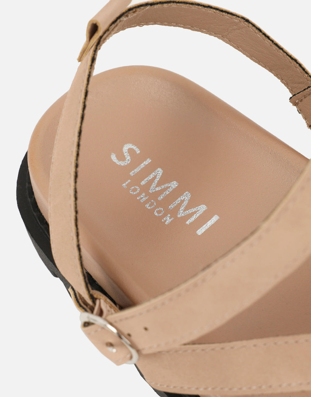 Verity Beige Nubuck Strappy Chunky Footbed Sandals