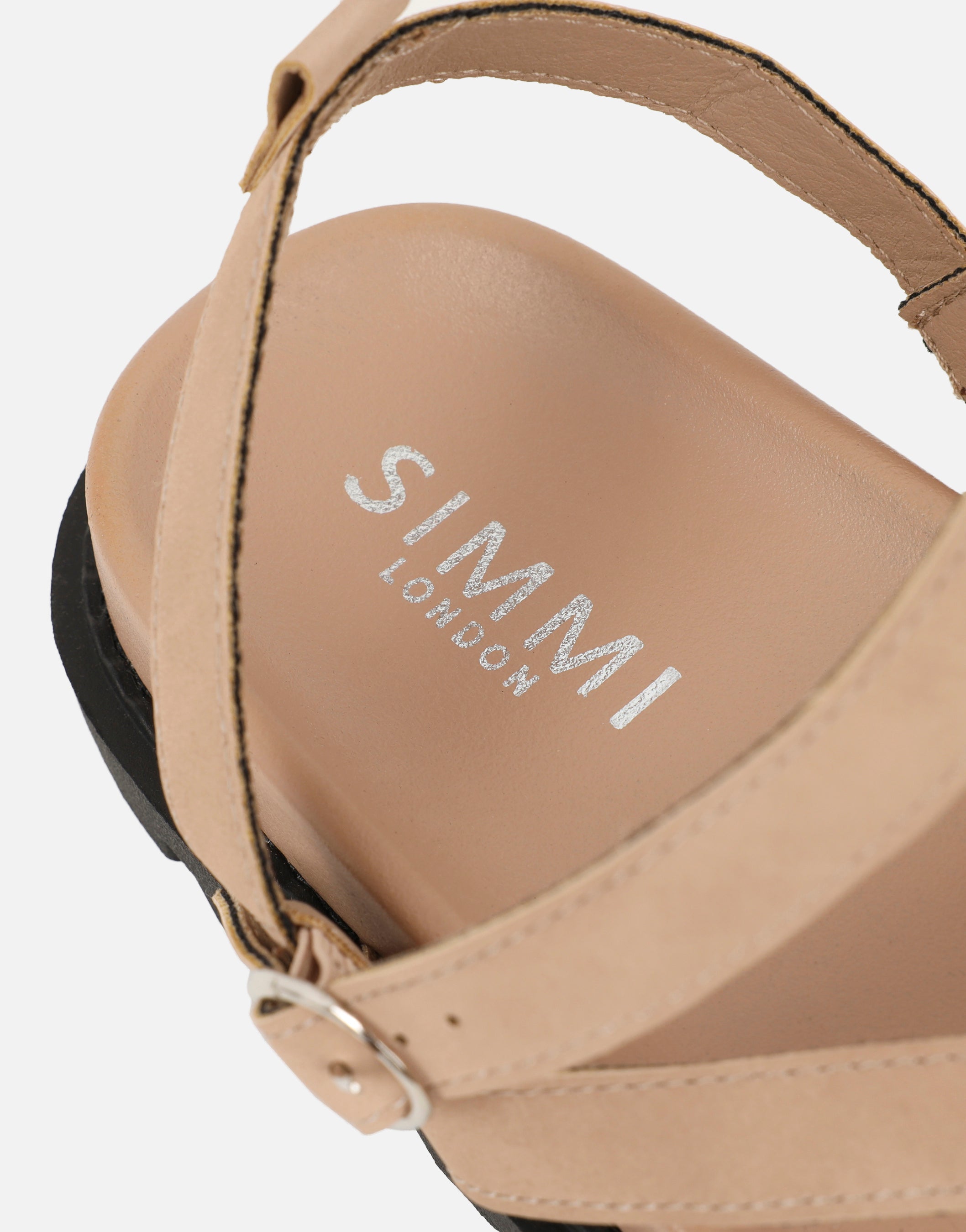 Verity Beige Nubuck Strappy Chunky Footbed Sandals