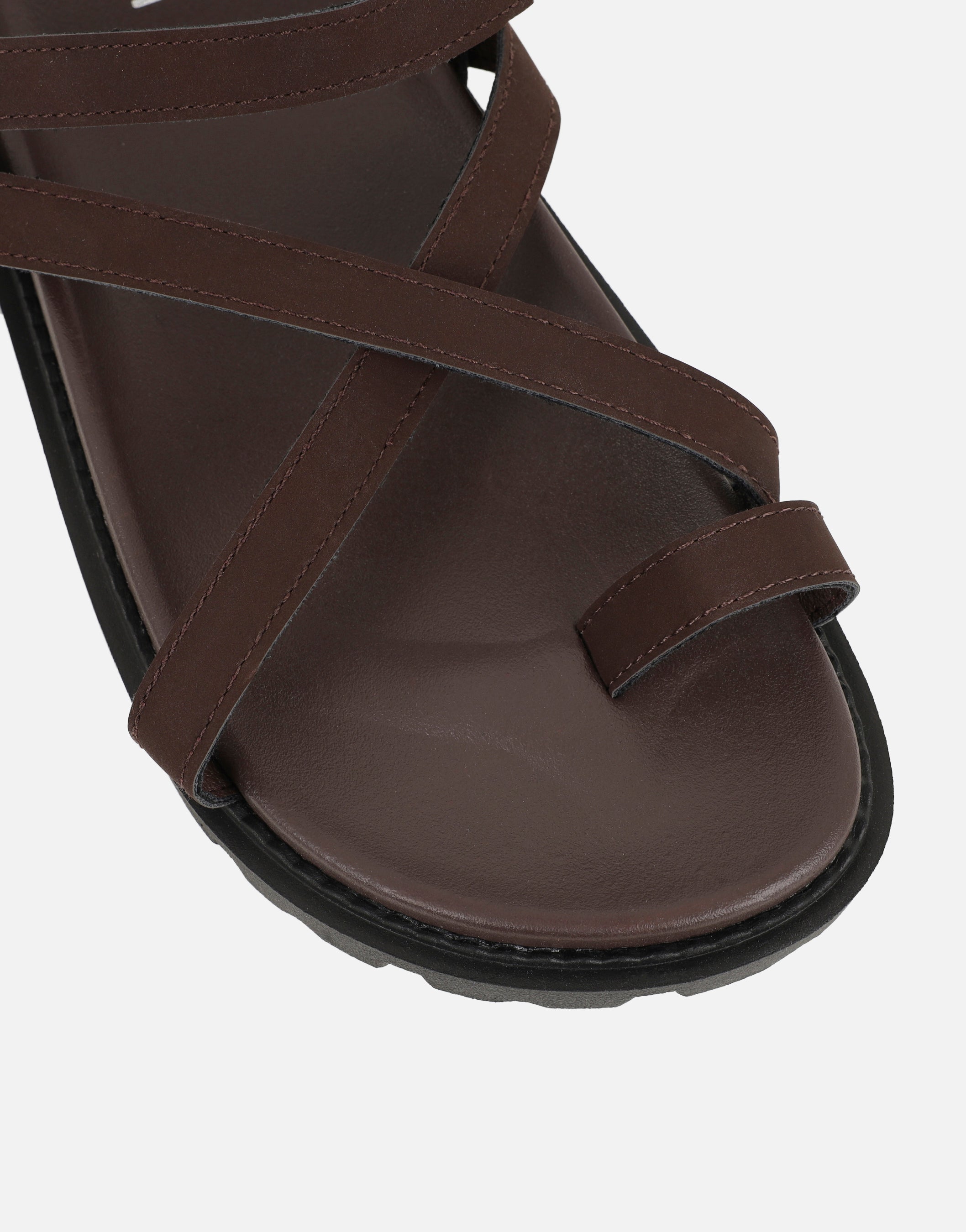 Verity Brown Nubuck Strappy Chunky Footbed Sandals