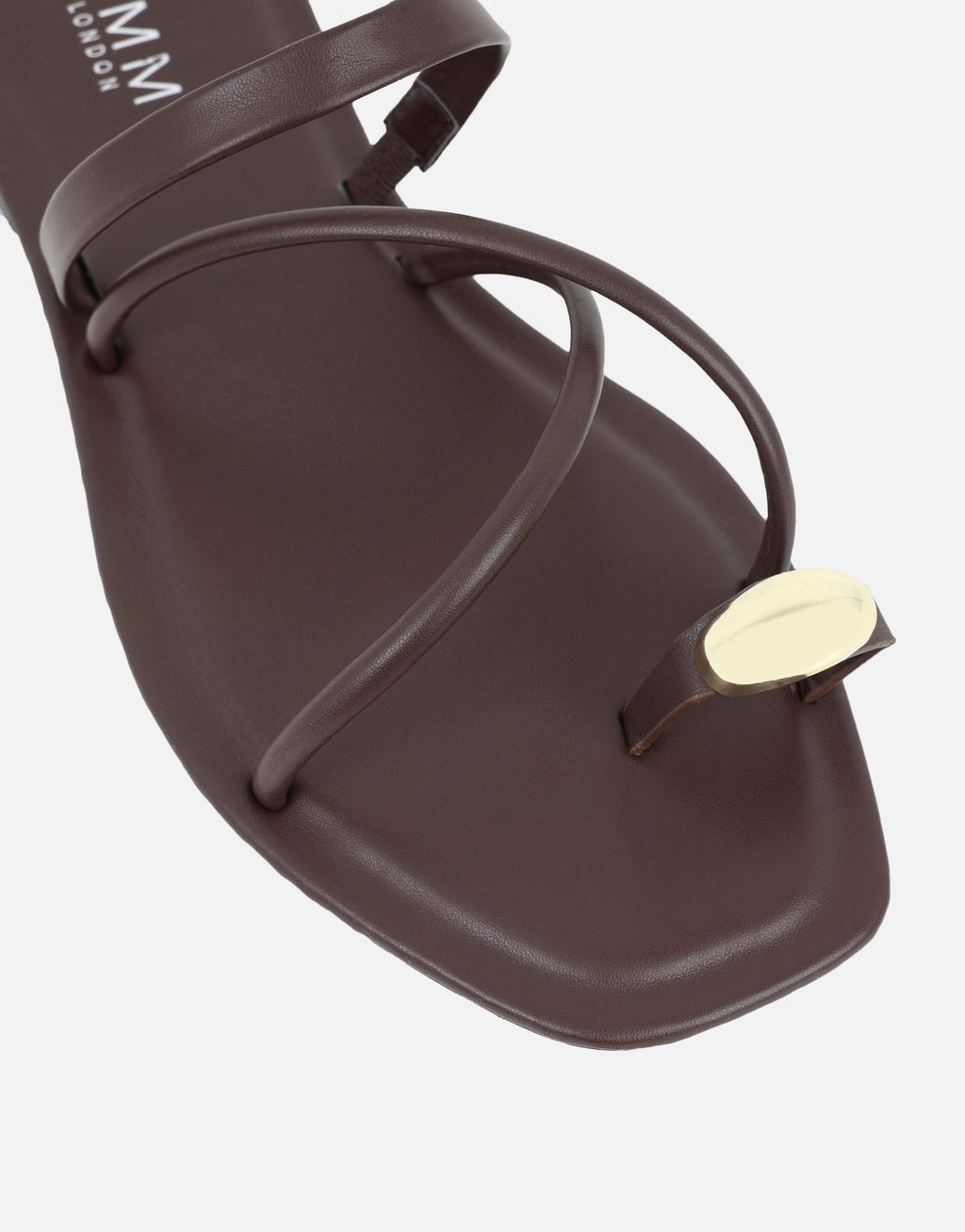 Zina Brown Gold Toe Detail Flat Sandals