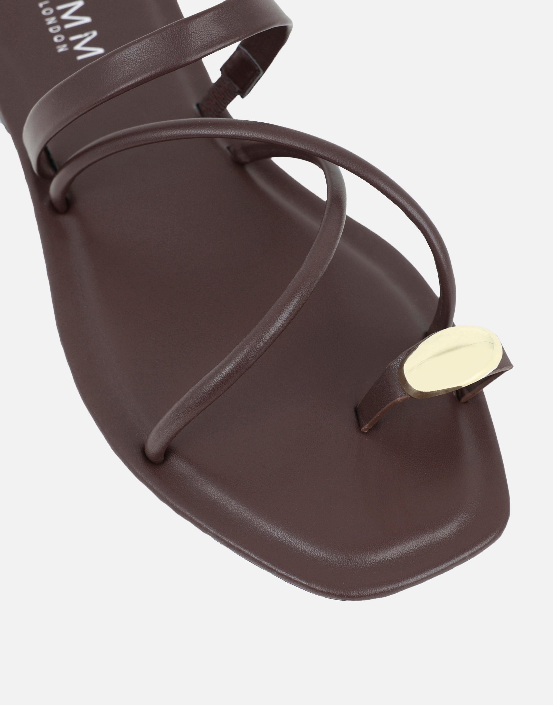 Zina Brown Gold Toe Detail Flat Sandals