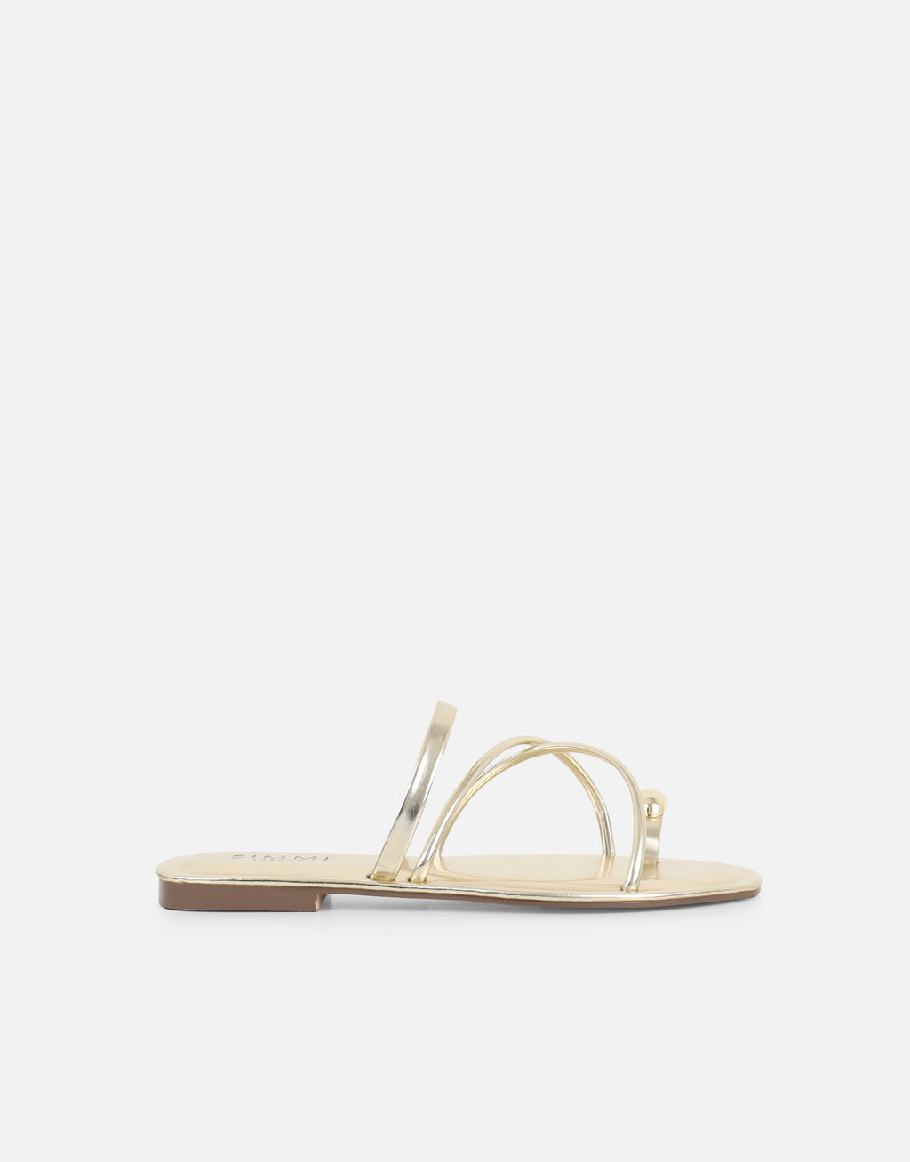 Zina Gold Metallic Gold Toe Detail Flat Sandals