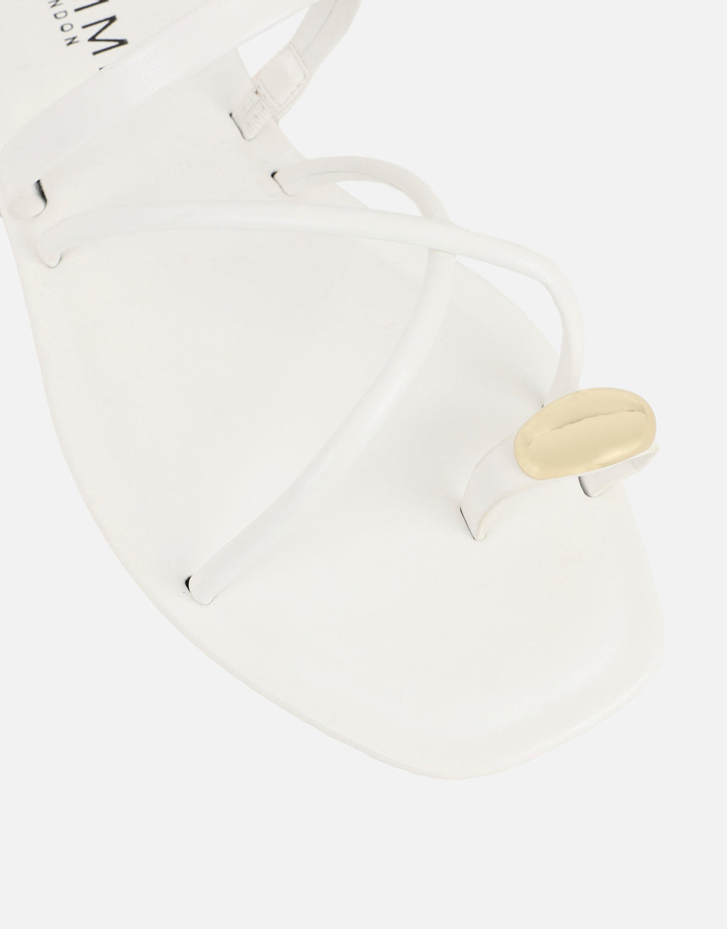Zina White Gold Toe Detail Flat Sandals