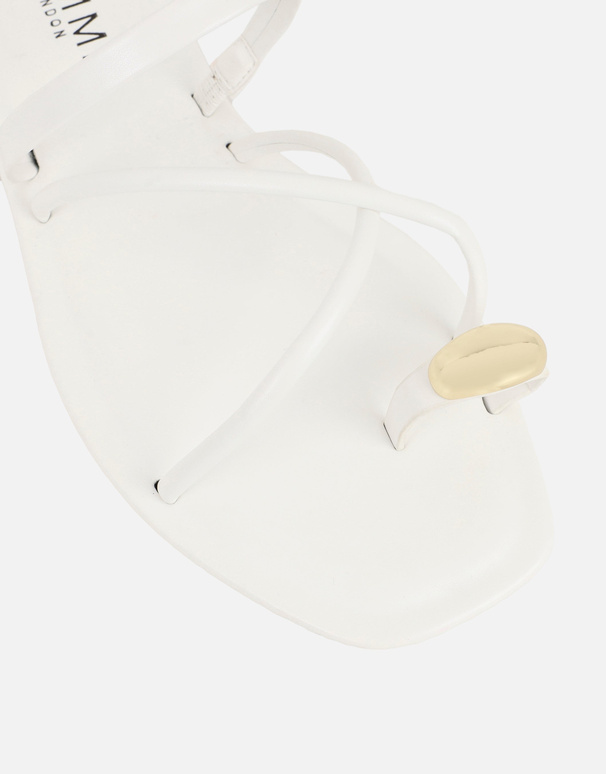 Zina White Gold Toe Detail Flat Sandals