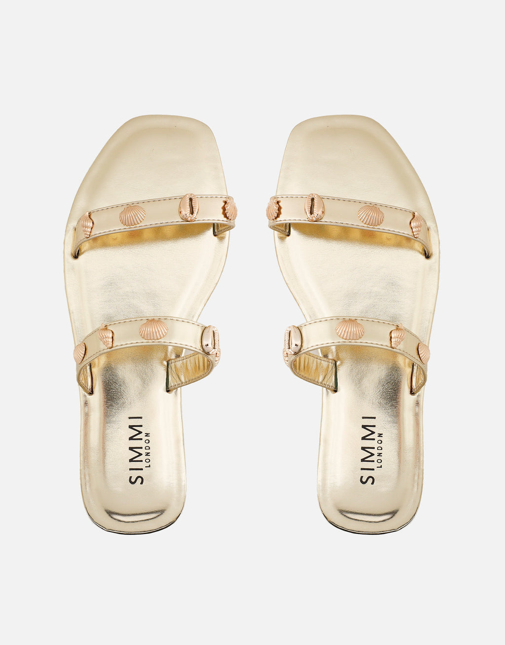Chiara Gold Embellished Flat Sandals