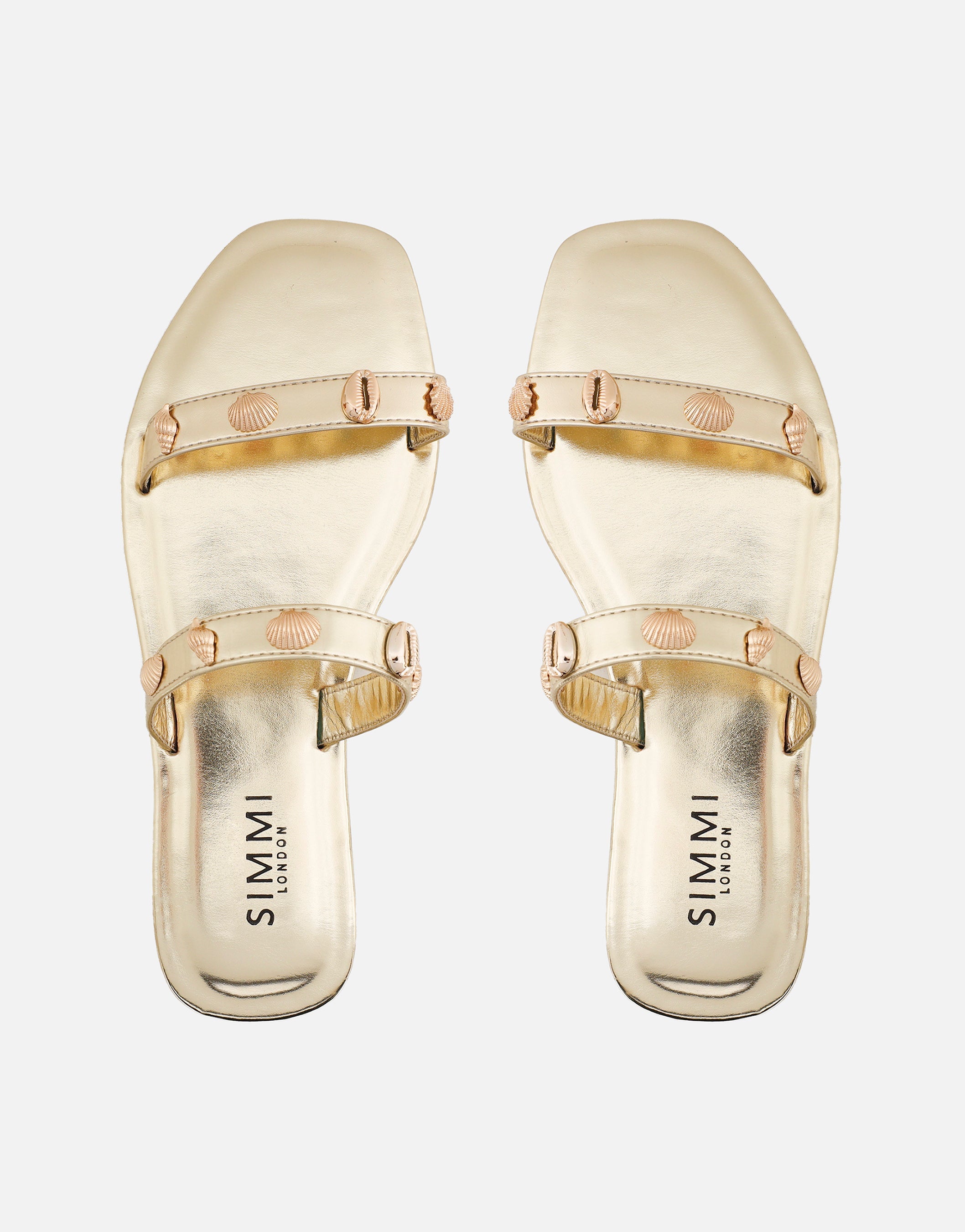 Chiara Gold Embellished Flat Sandals