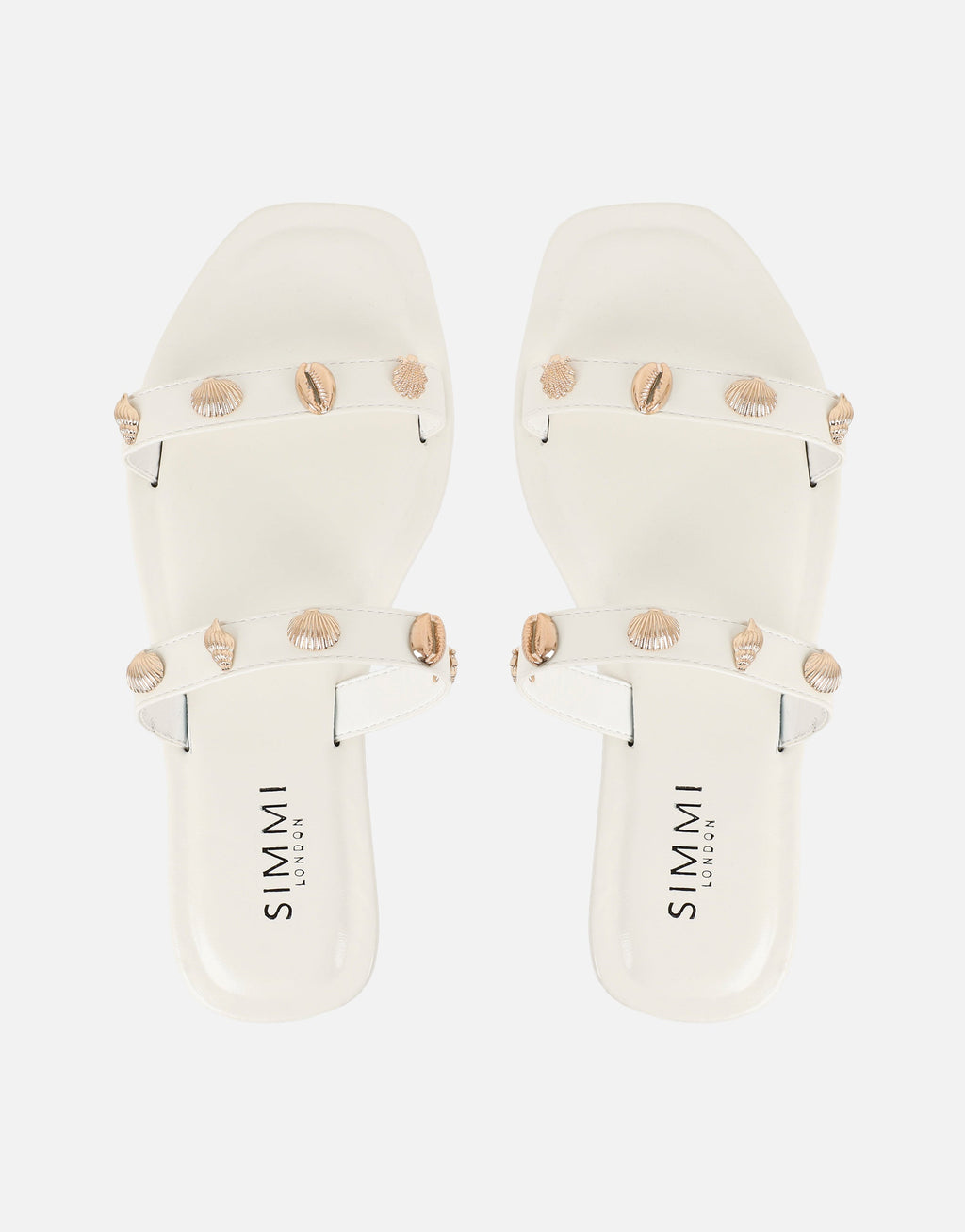Chiara White Embellished Flat Sandals