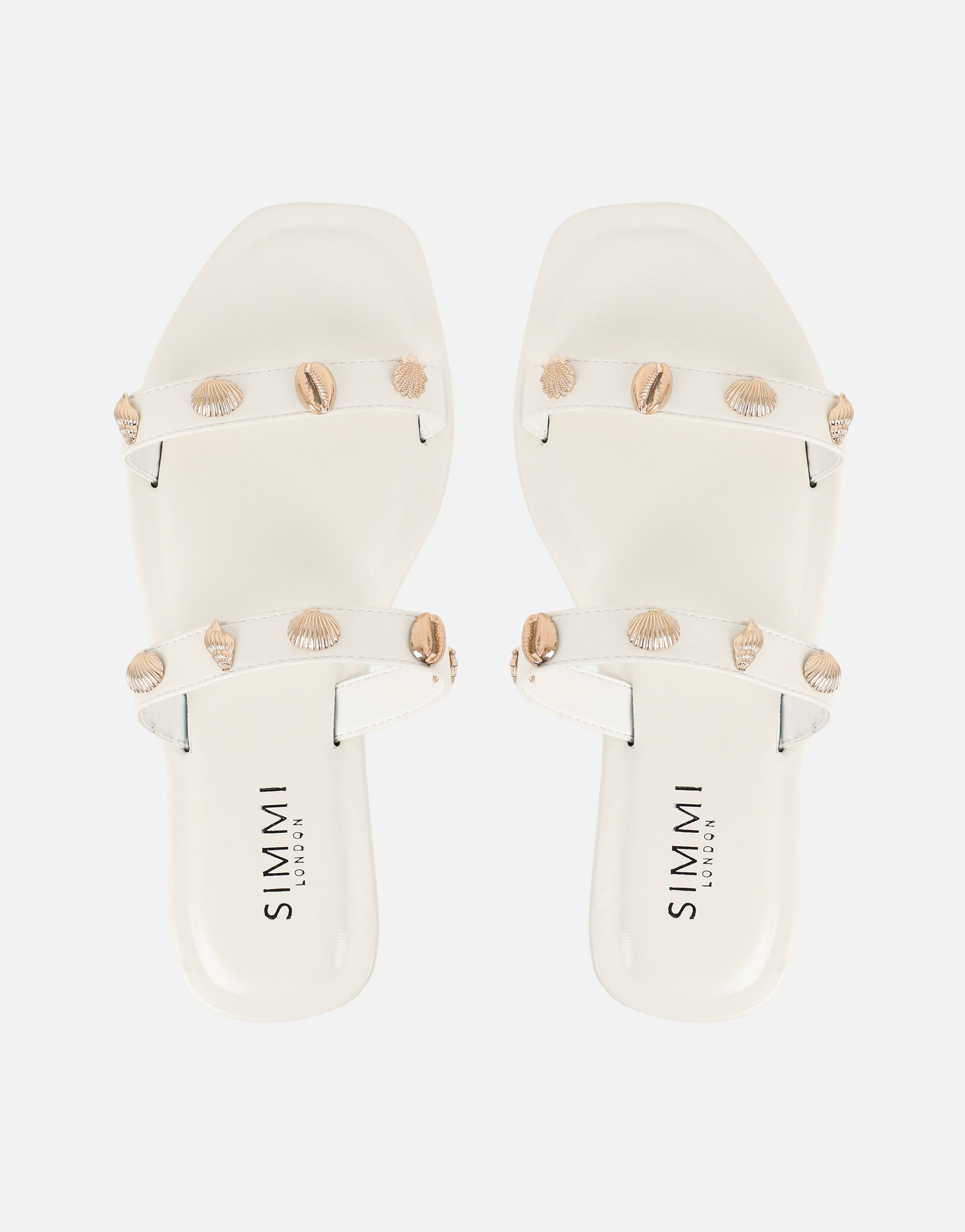 Chiara White Embellished Flat Sandals