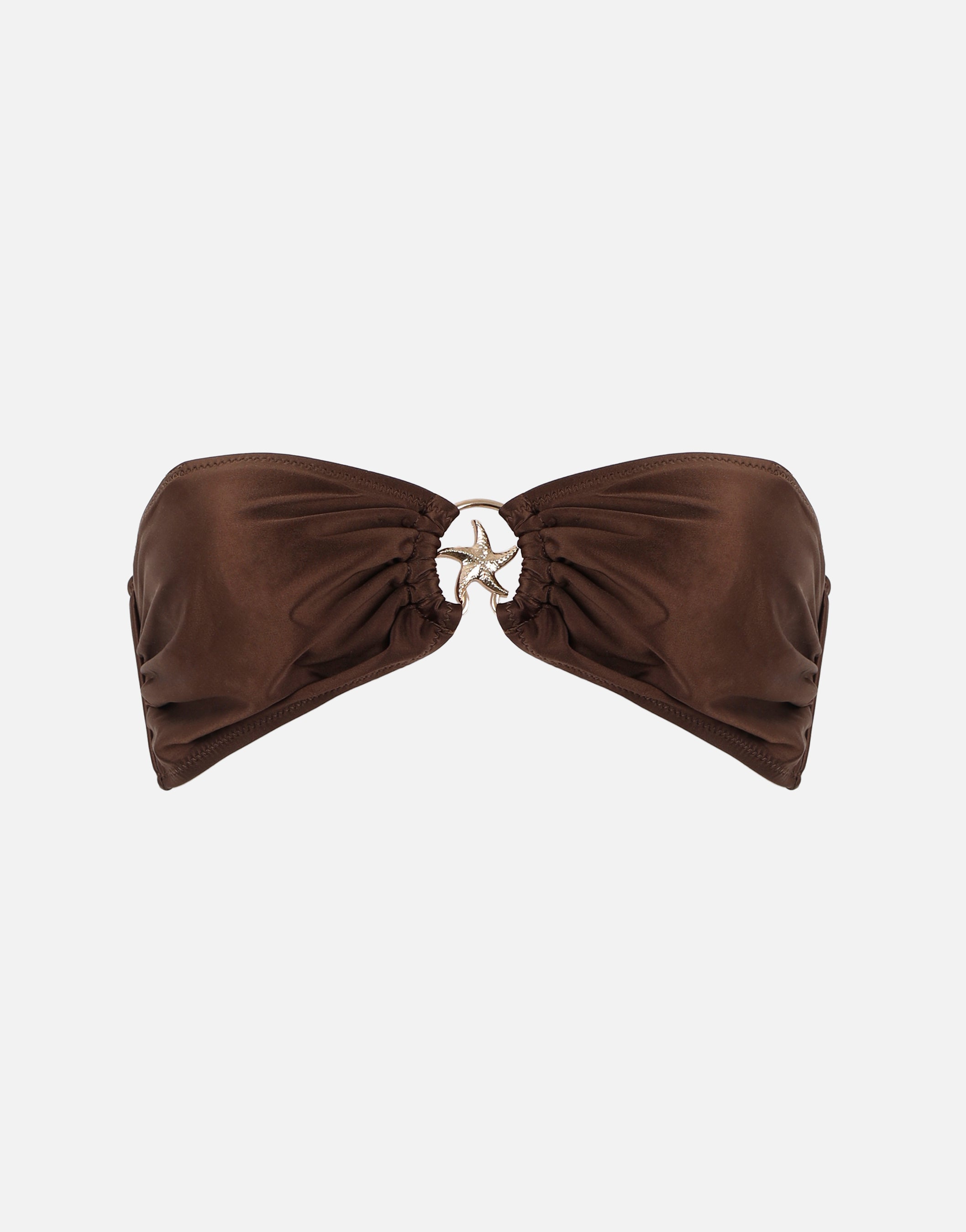 Zia Bandeau Bikini with Starfish Trim in Brown