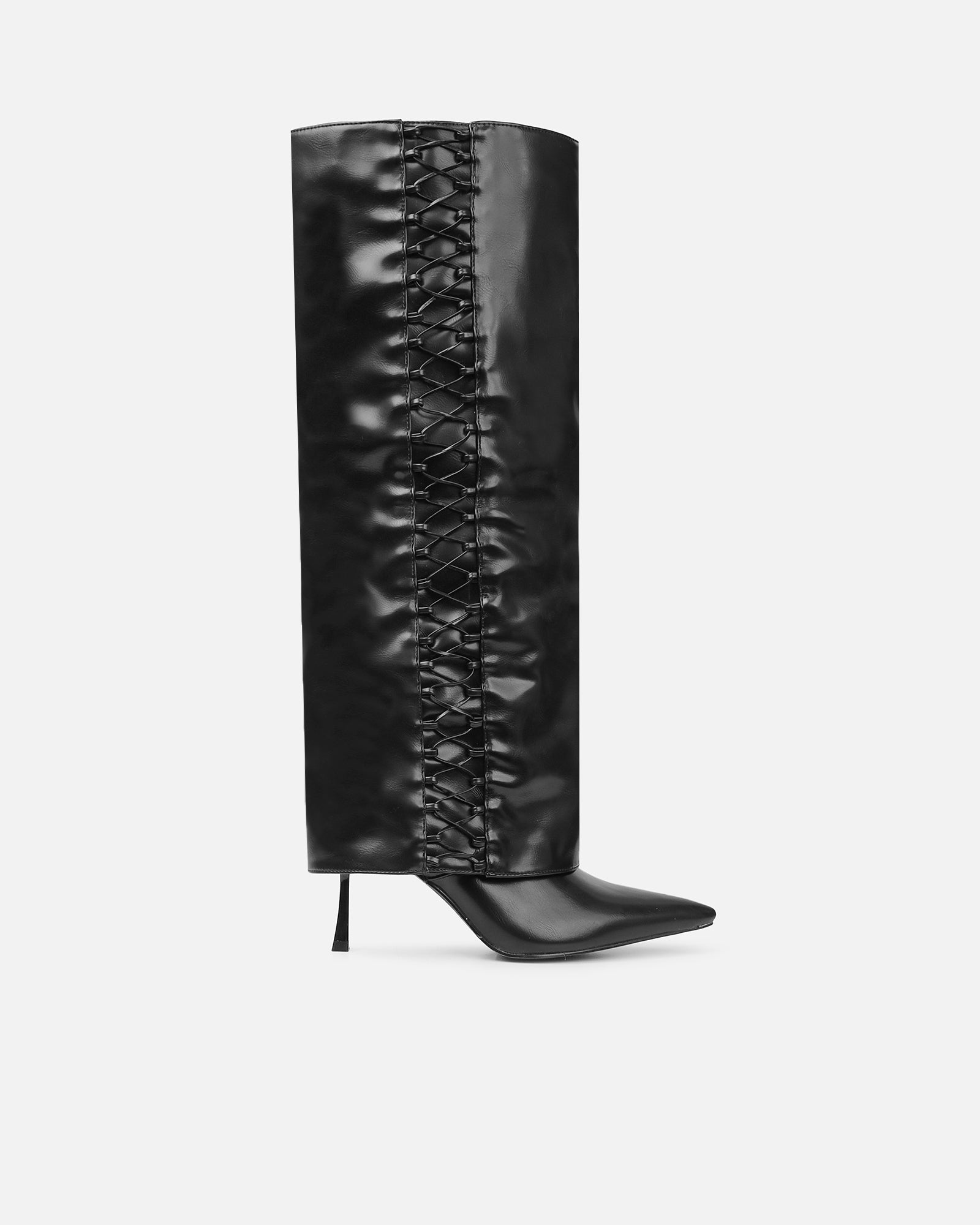 Axis Black Laced Fold Over Boots