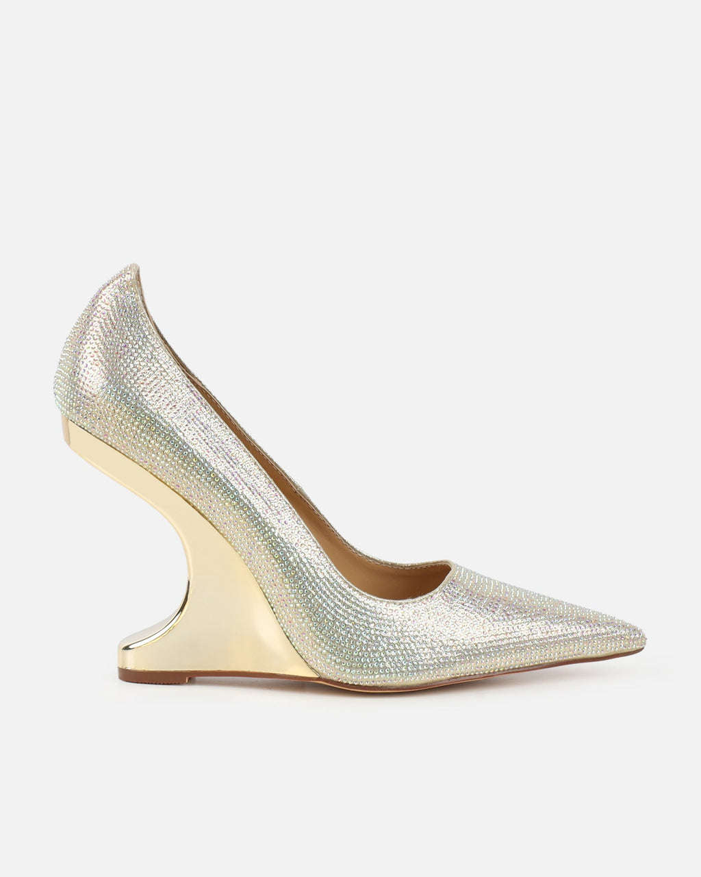 Millicent Gold Diamante Court Shoe Wedges