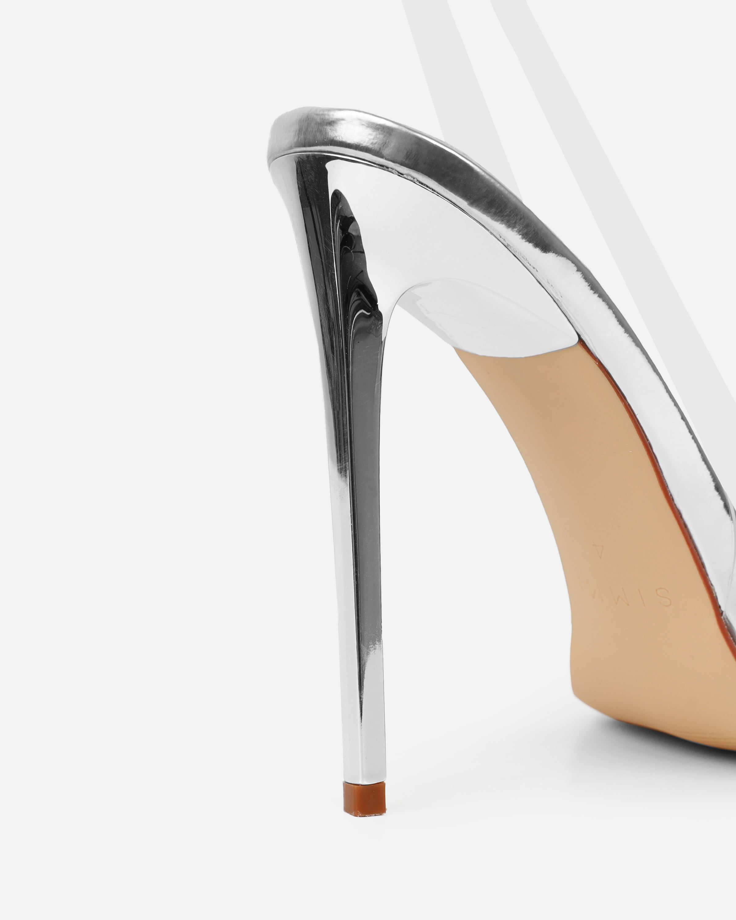 Athenos Clear Silver Mirror Diamante Toe Court Shoes