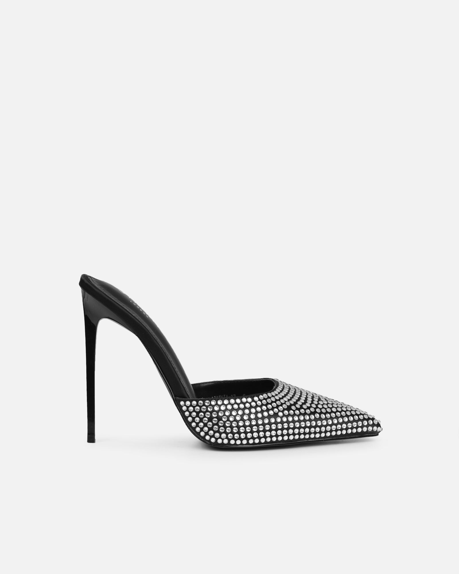 Thia Black Satin Diamante Mules