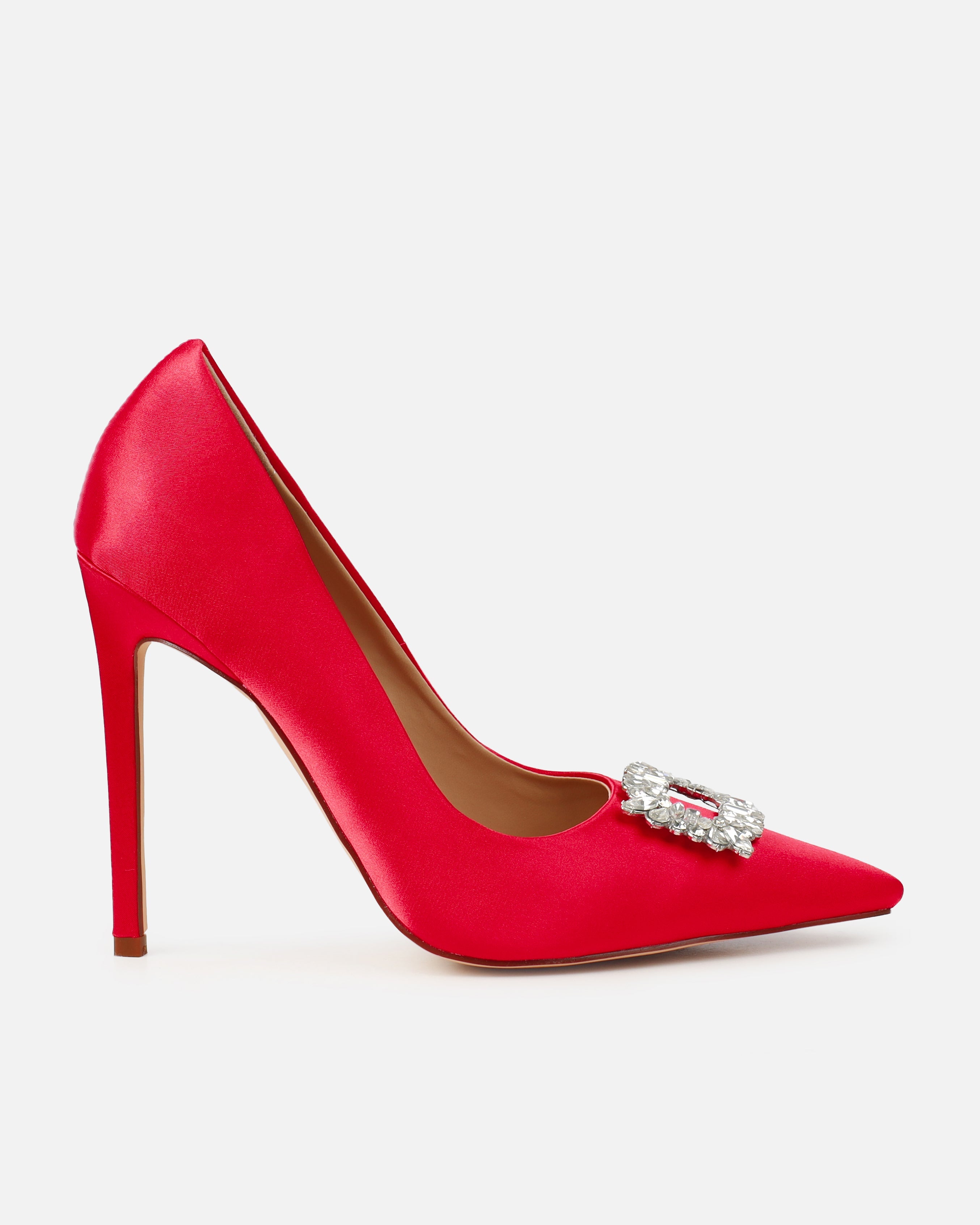 Sparks Red Satin Diamante Court Shoes