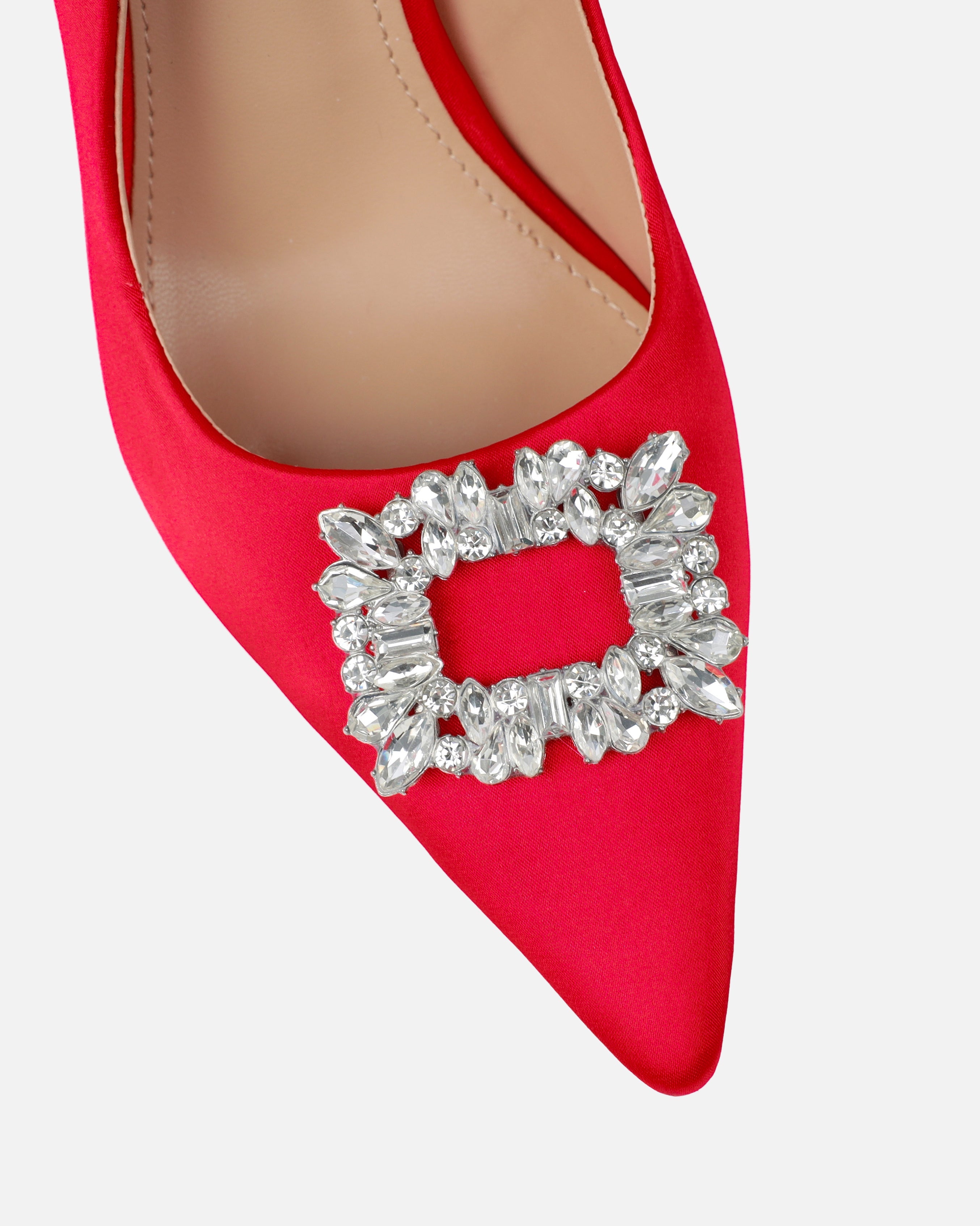 Sparks Red Satin Diamante Court Shoes