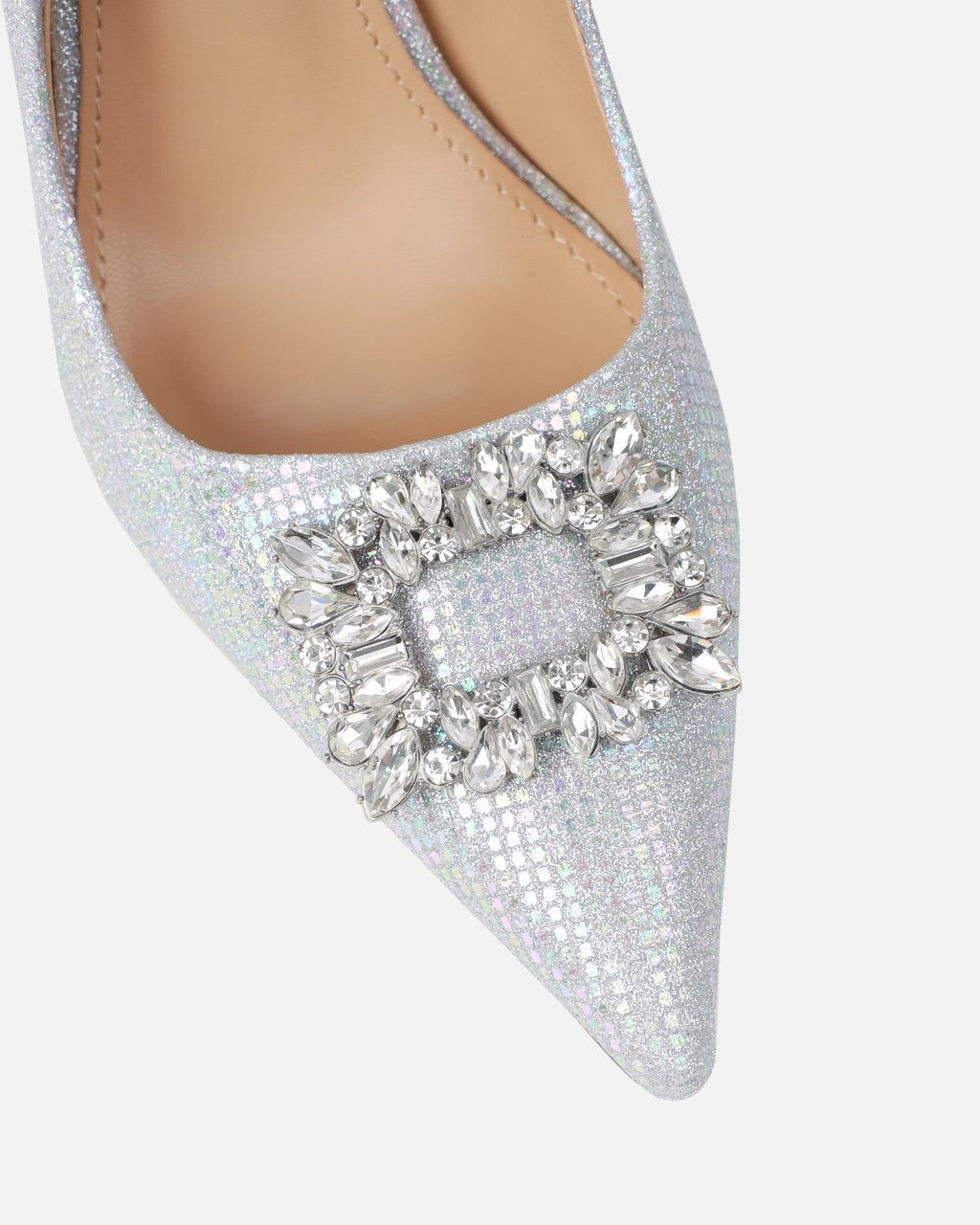 Sparks Silver Shimmer Diamante Court Shoes