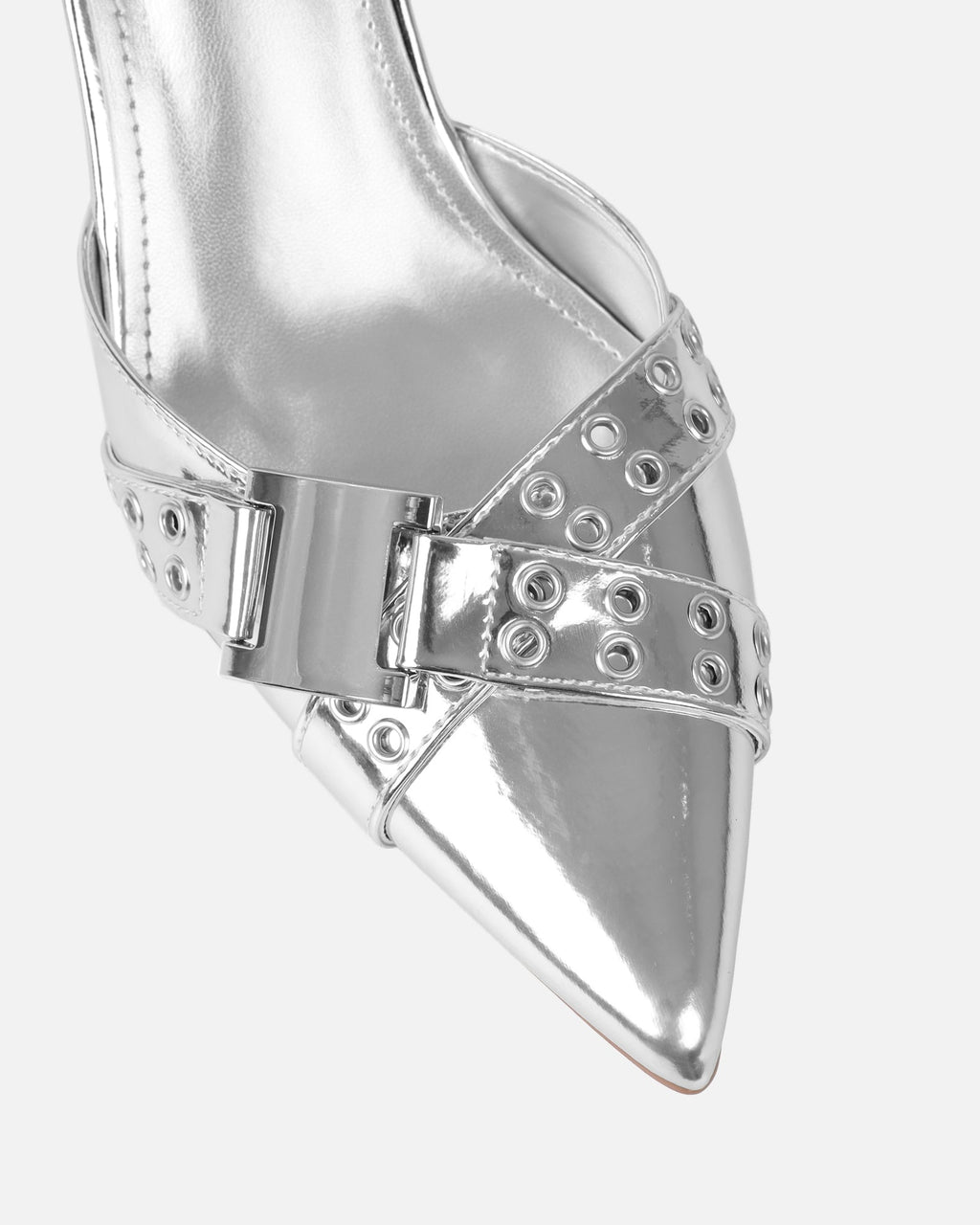 Aksana Silver Mirror Mule Court Shoes
