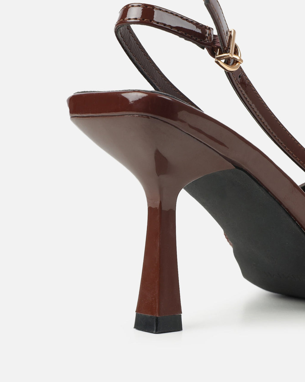 Aksa Brown Patent Sling Back Court Shoes