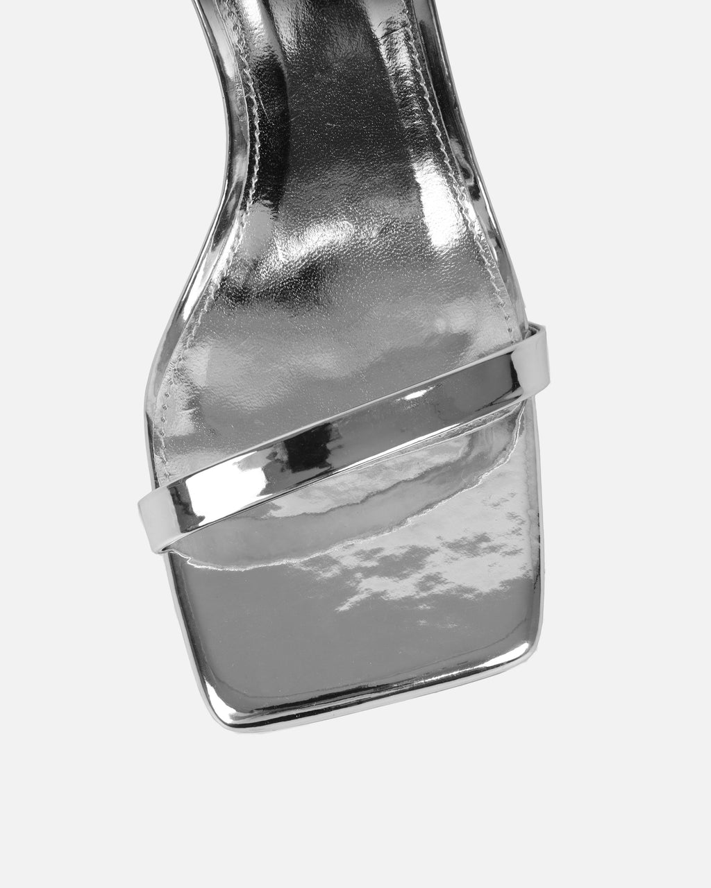 Amor Silver Mirror Diamante Spiral Sandals