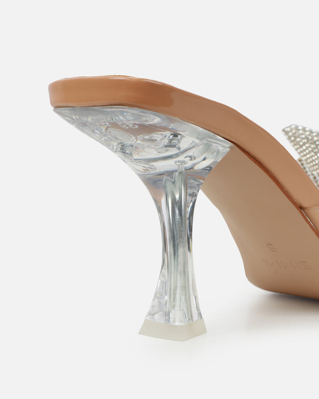 Alorah Clear Nude Diamante Bow Trim Sling Back Court Shoes