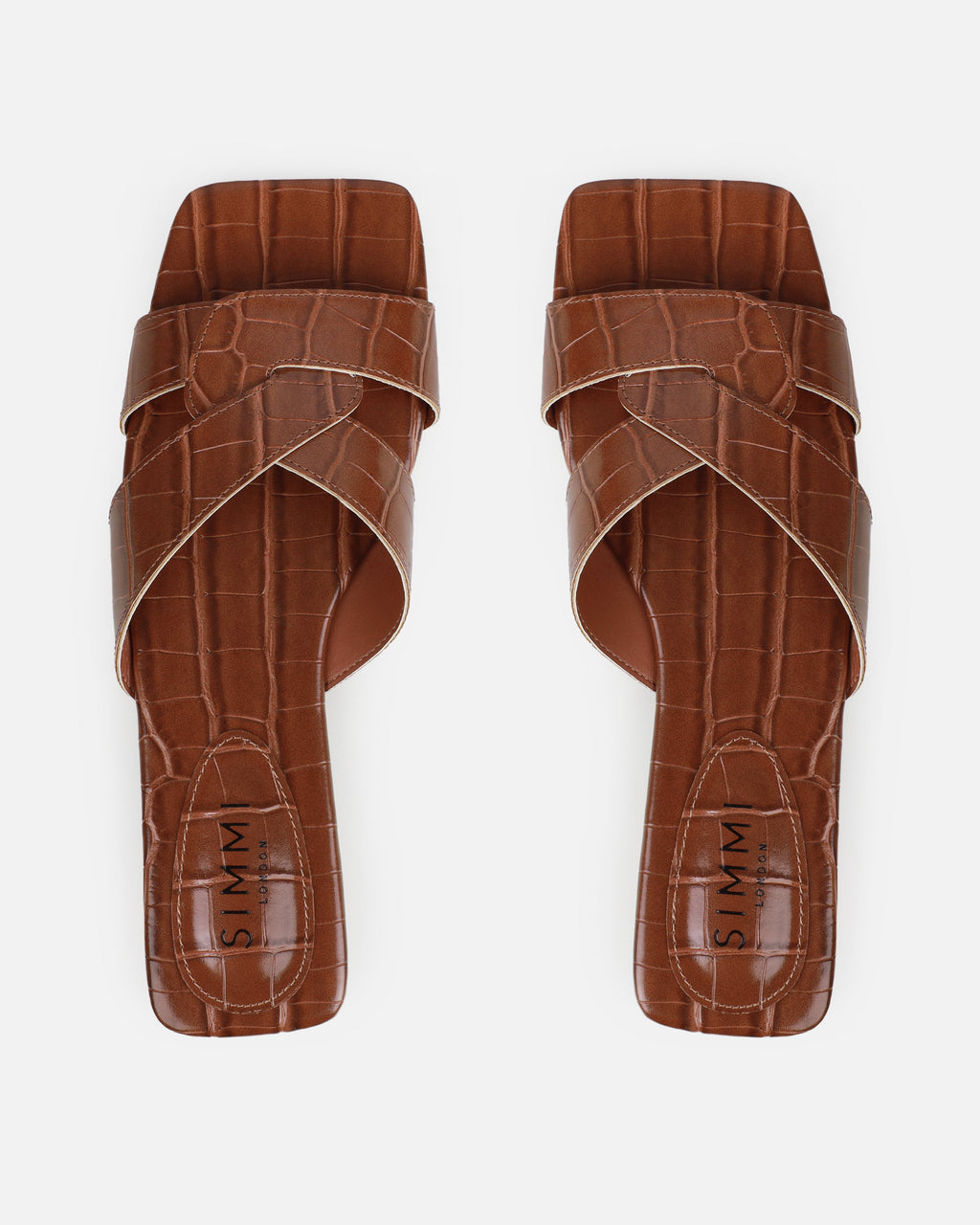 Cherie Tan Faux Croc Print Flat Sandals