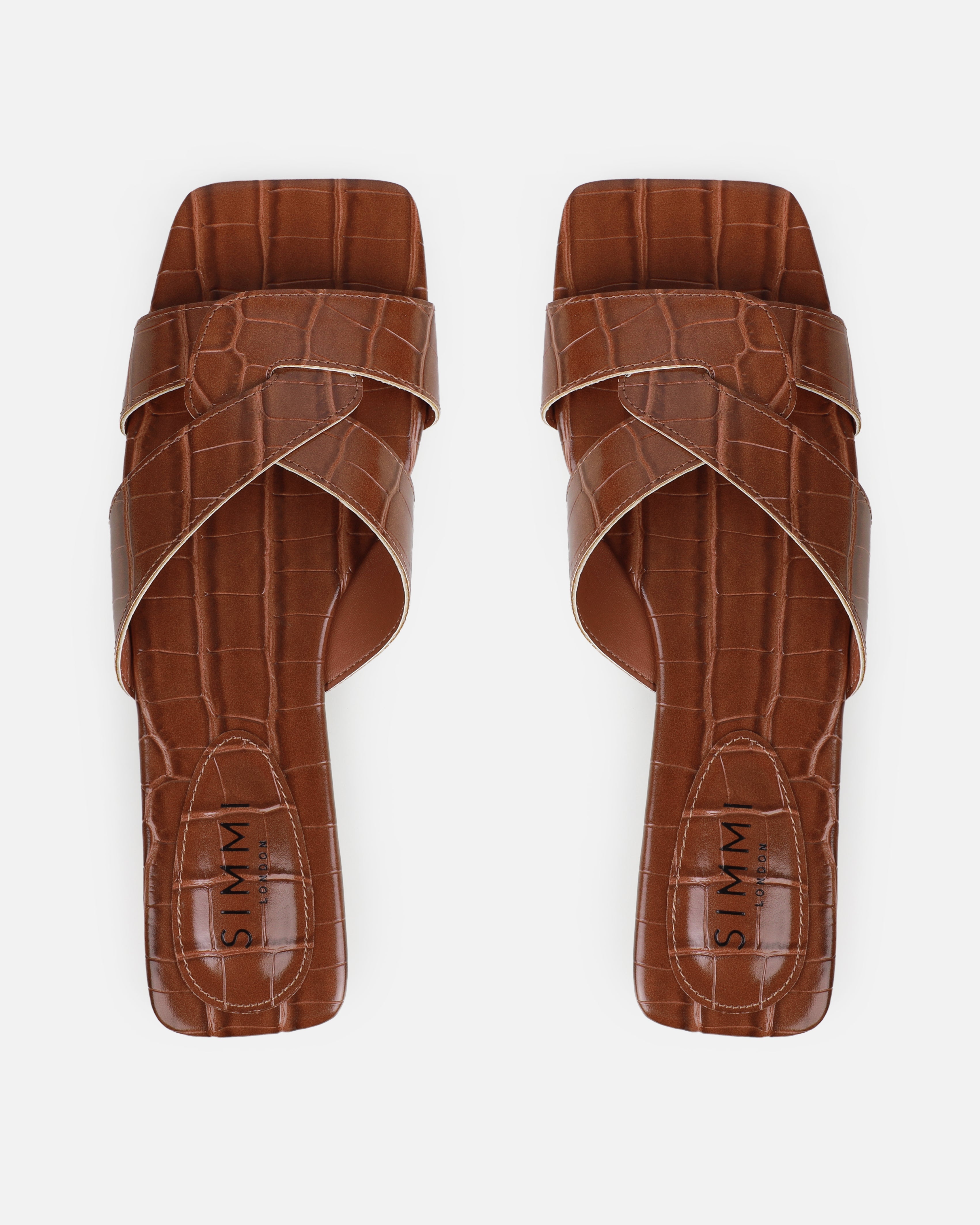 Cherie Tan Faux Croc Print Flat Sandals