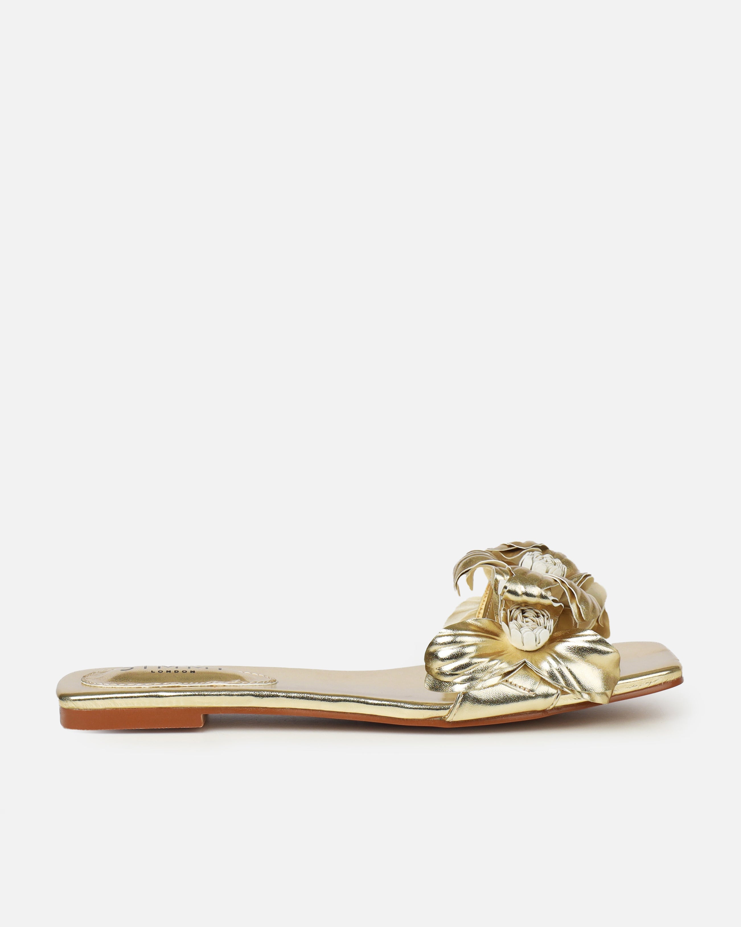 Miray Gold Flower Flat Slides