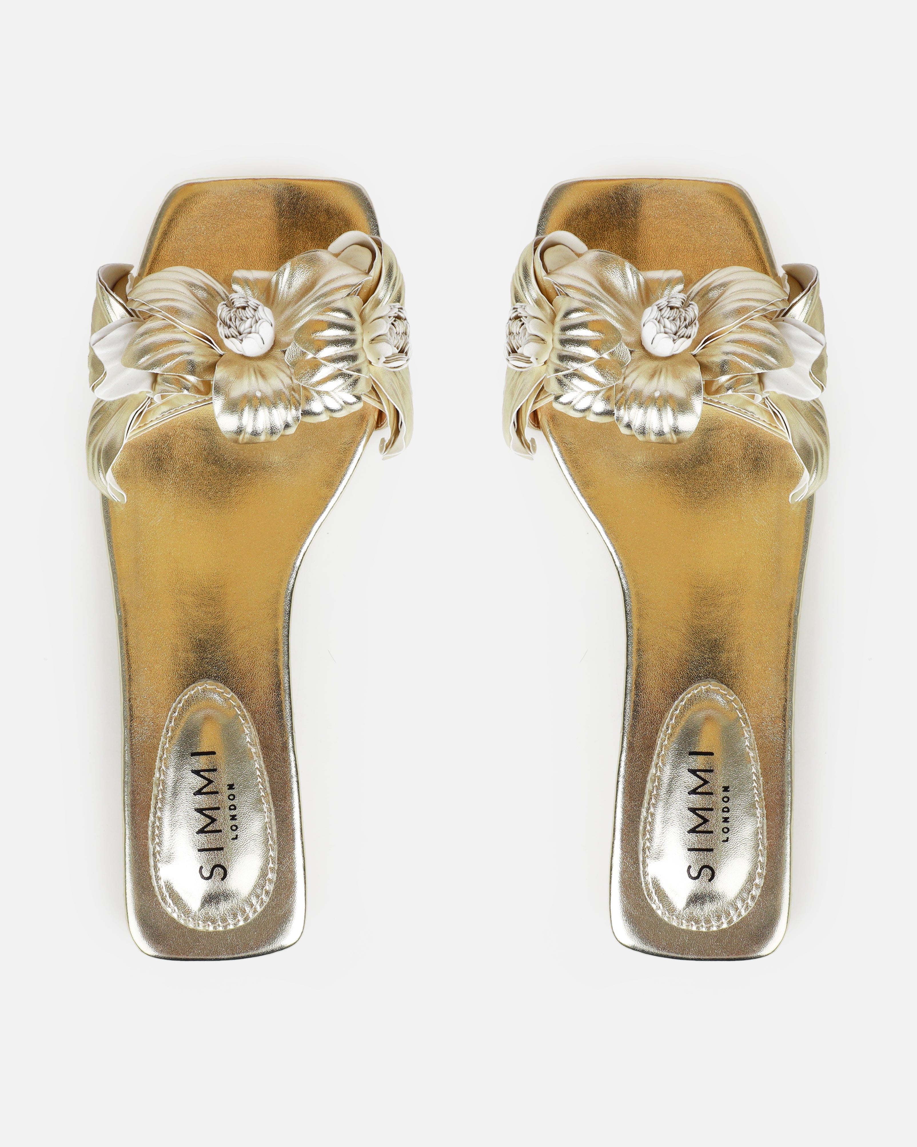 Miray Gold Flower Flat Slides