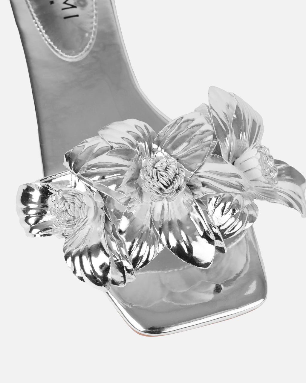 Miray Silver Flower Flat Slides