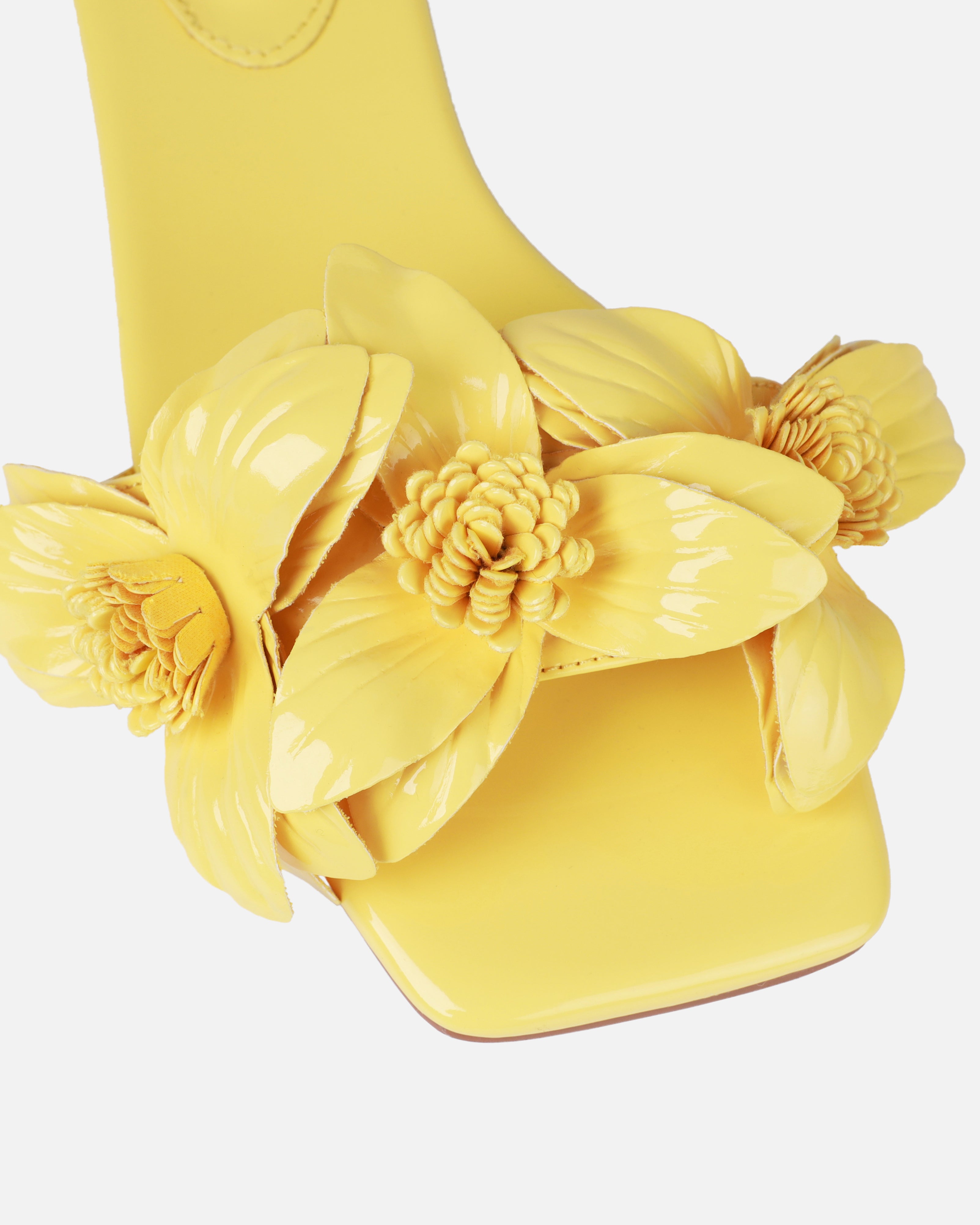Miray Yellow Flower Flat Slides