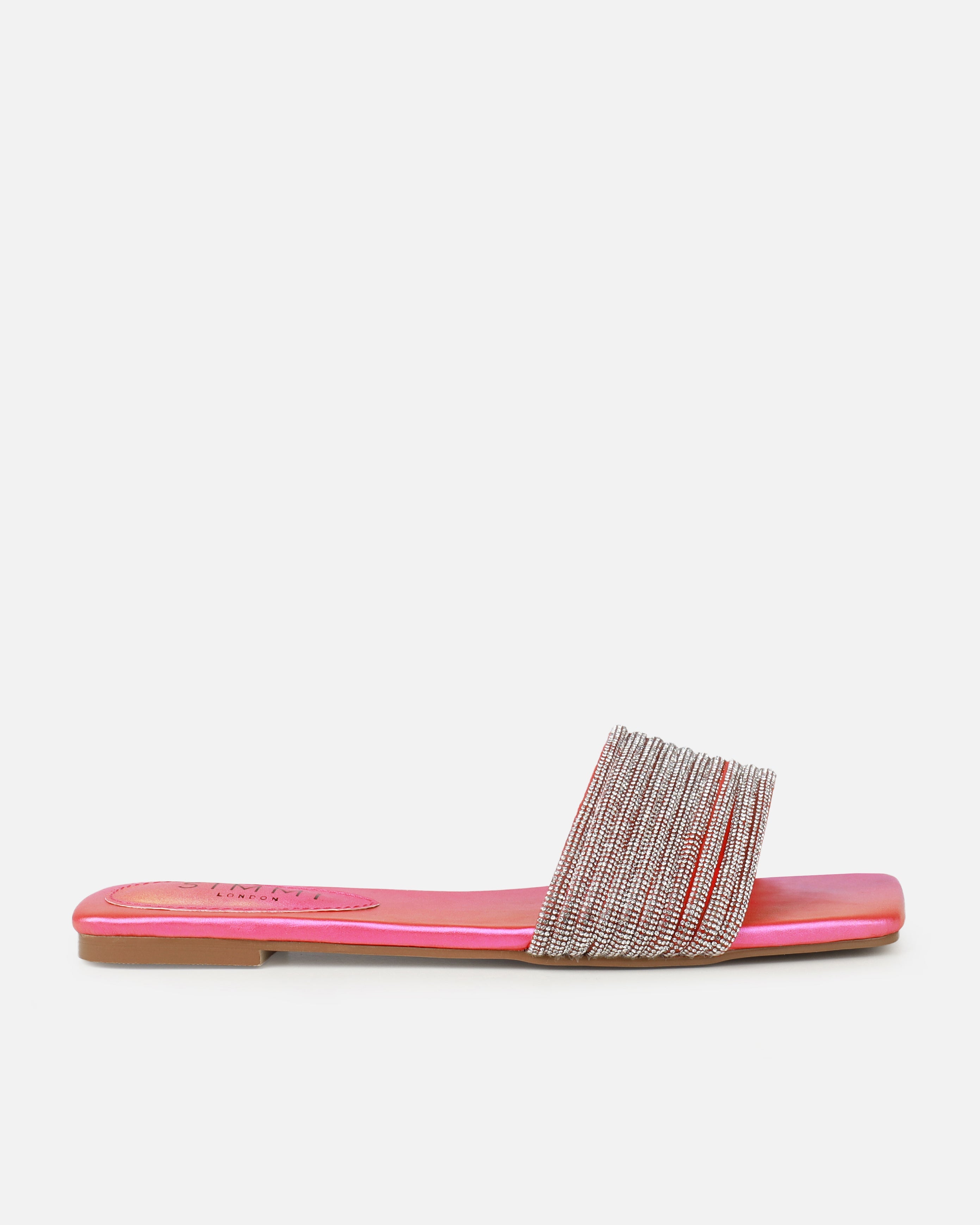Bethan Orange Ombre Diamante Flat Sandals