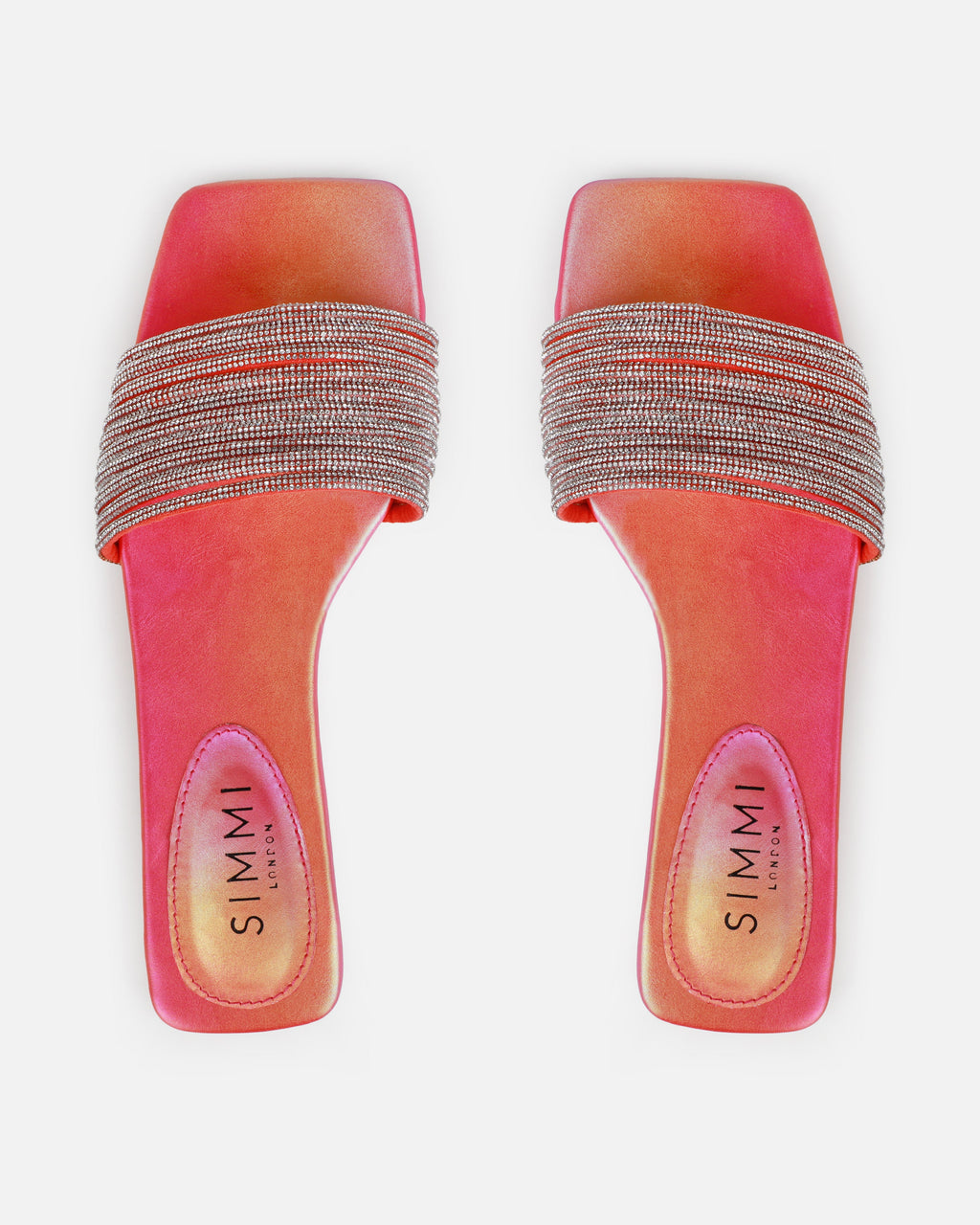 Bethan Orange Ombre Diamante Flat Sandals