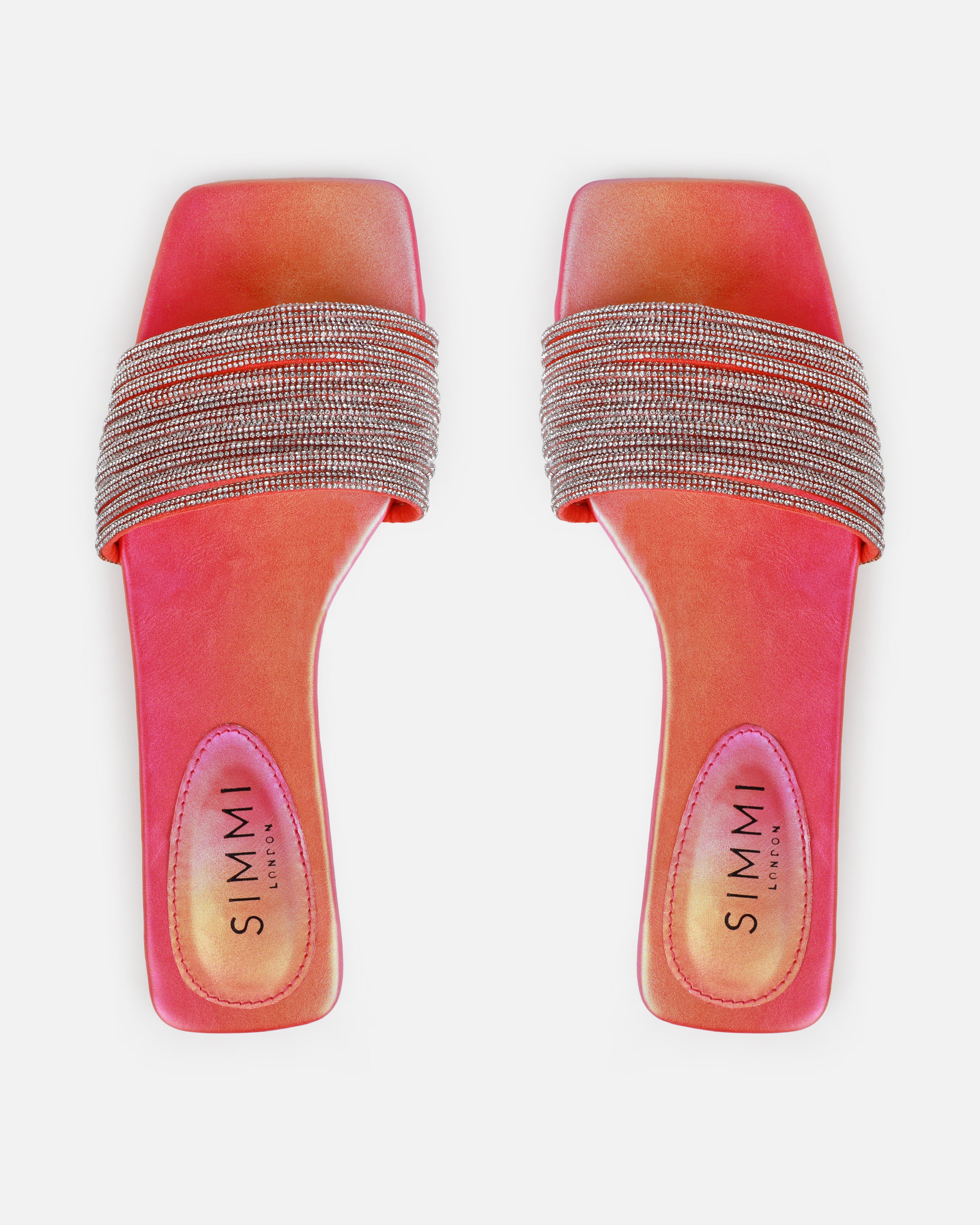 Bethan Orange Ombre Diamante Flat Sandals