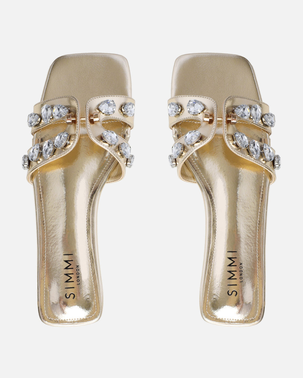 Billie Gold Metallic Diamante Slider Sandals
