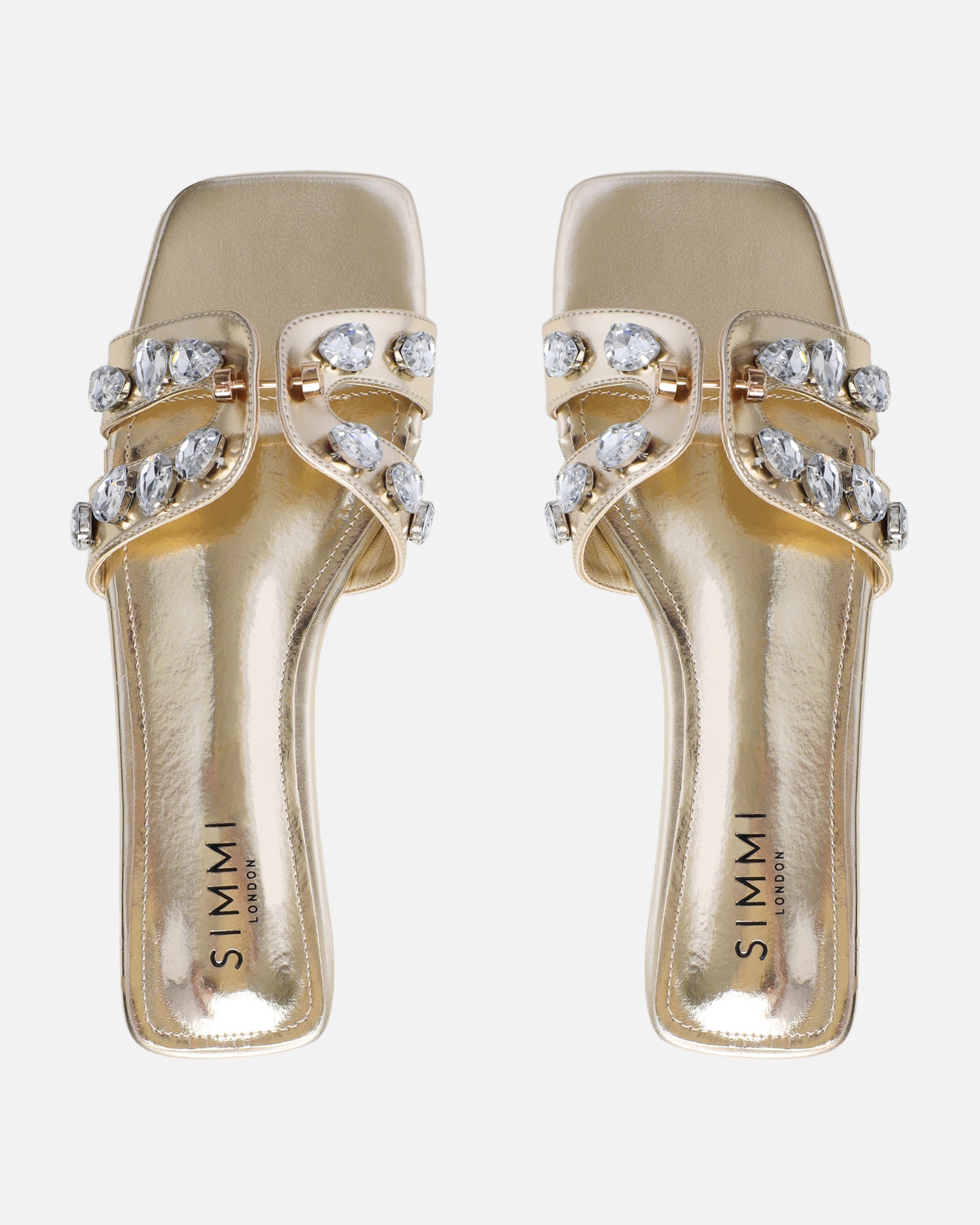 Billie Gold Metallic Diamante Slider Sandals