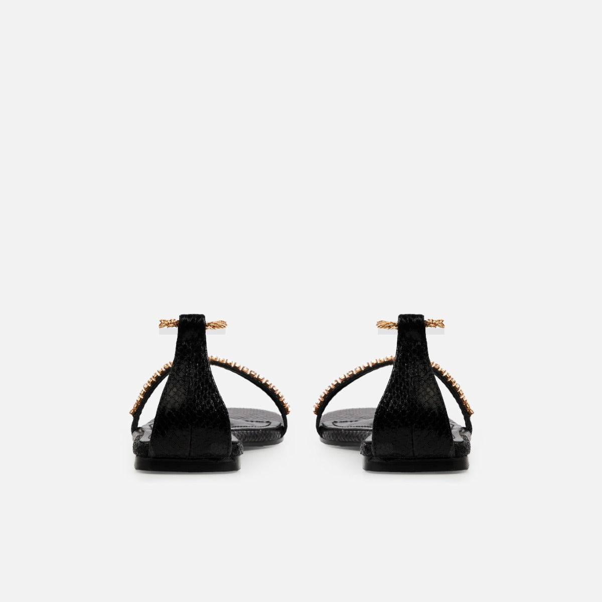 Hestia Black Ankle Chain Flat Sandals