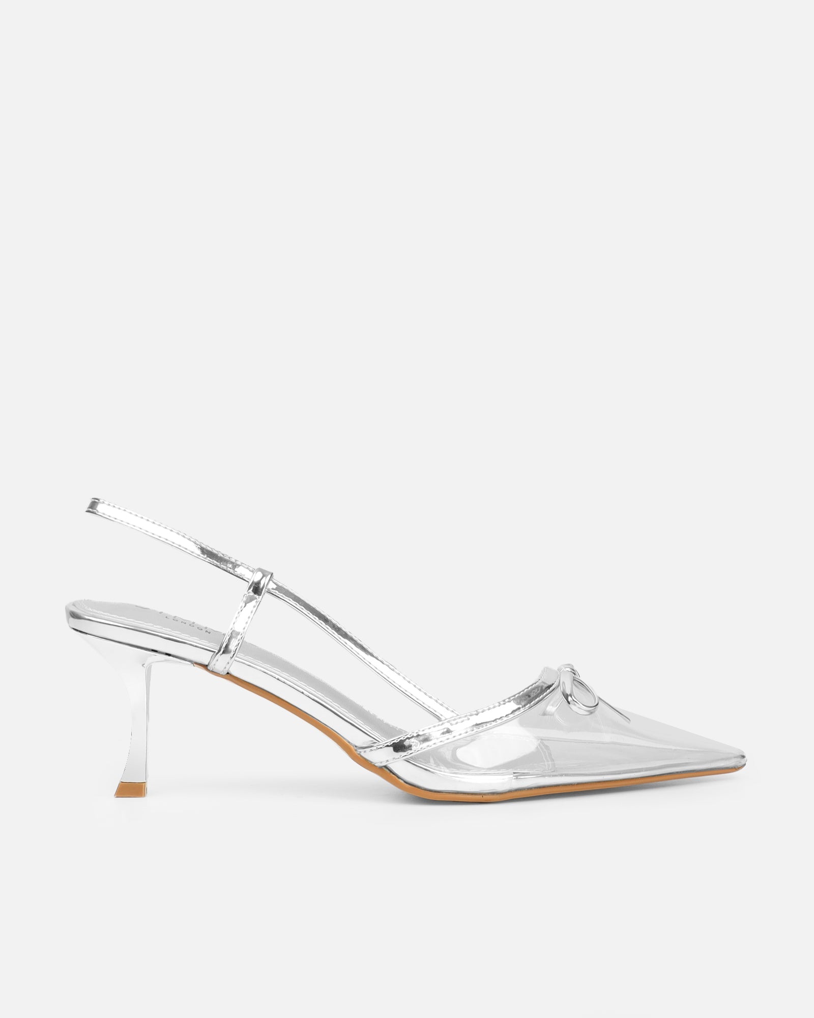 Sloanne Clear Silver Low Heel Court Shoes