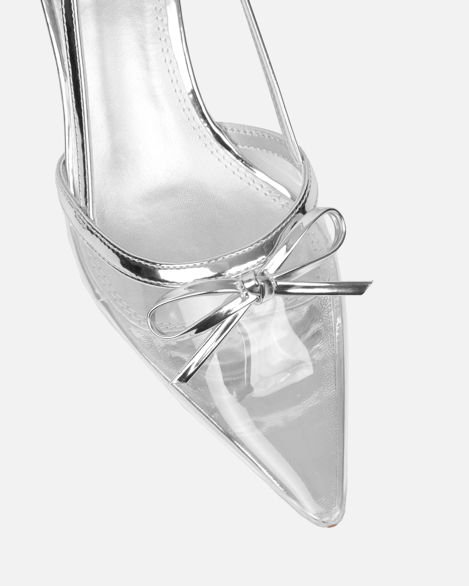 Sloanne Clear Silver Low Heel Court Shoes