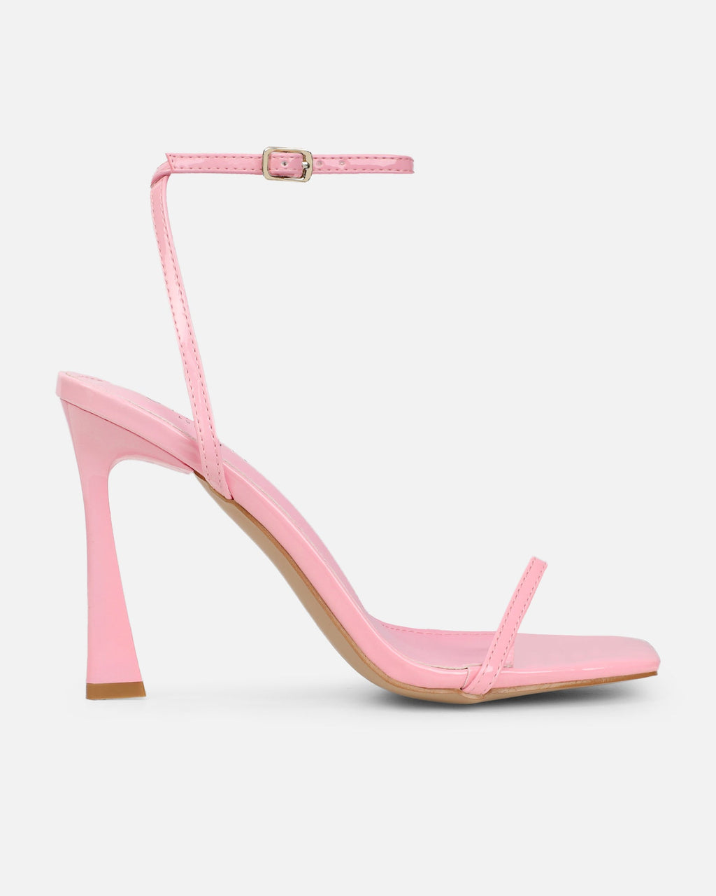 Apple Baby Pink Patent Flared Heeled Sandals