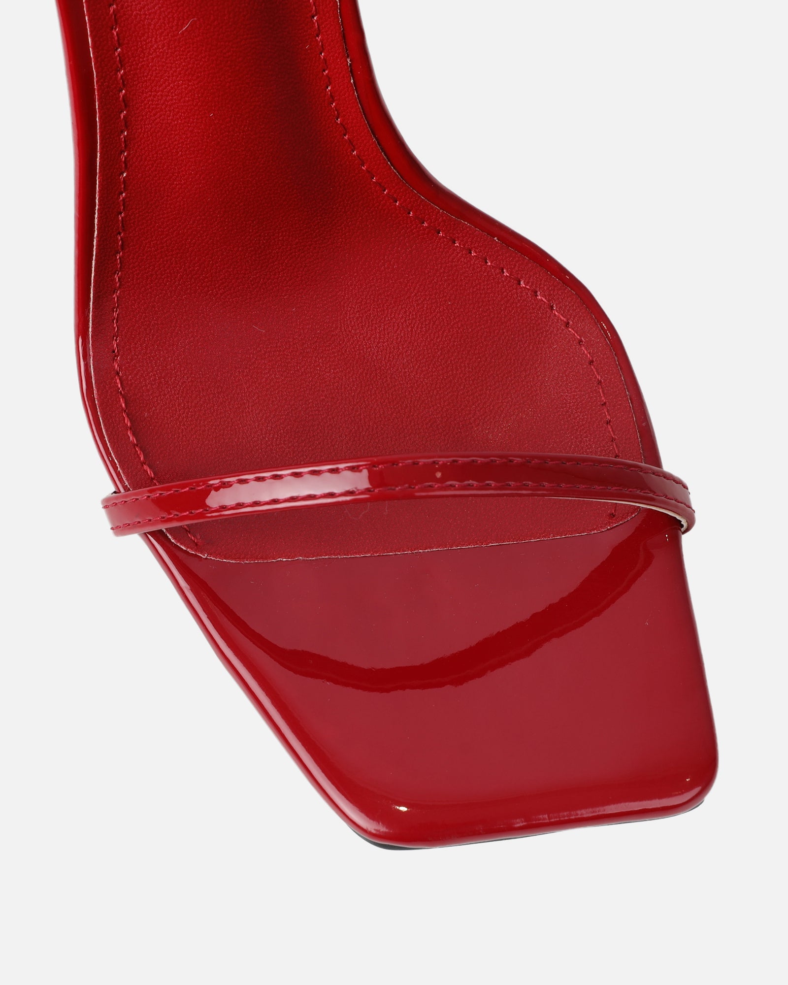 Apple Dark Red Patent Flared Heeled Sandals