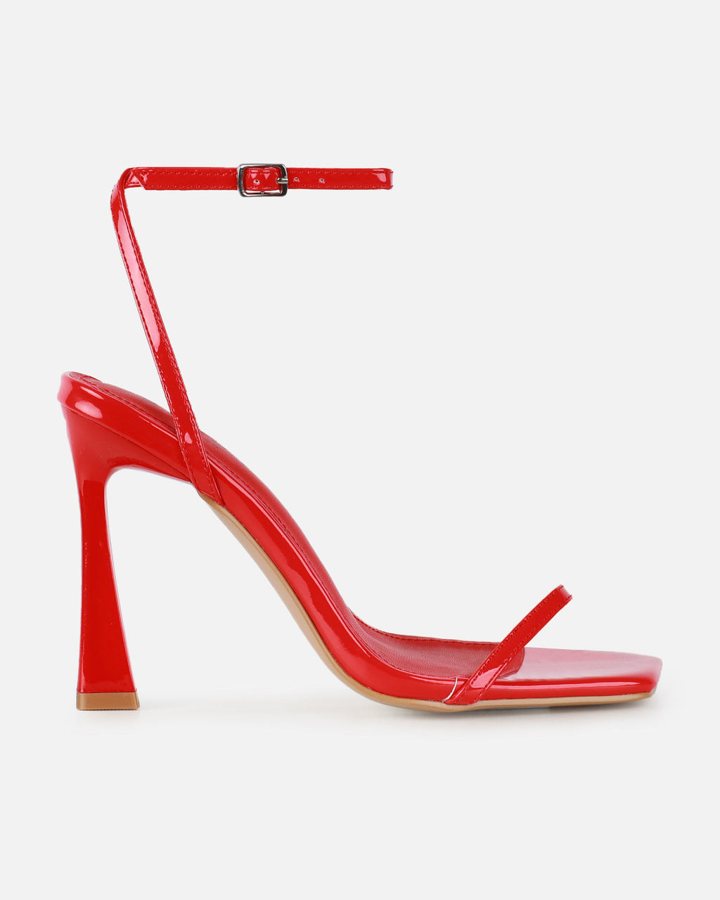 Apple Red Patent Flared Heeled Sandals