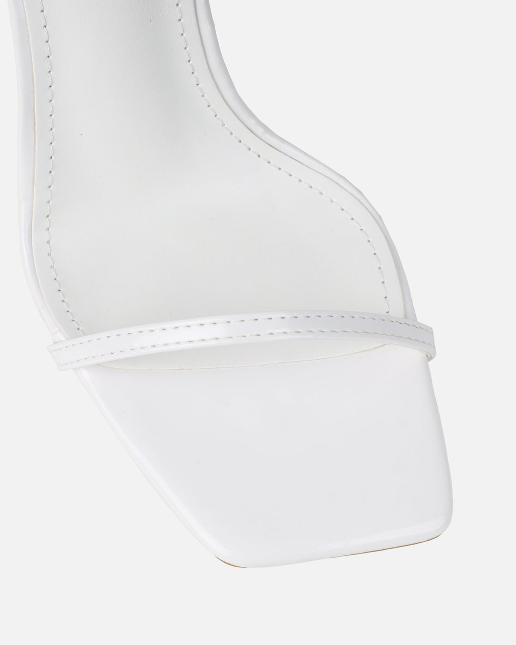 Apple White Patent Flared Heeled Sandals