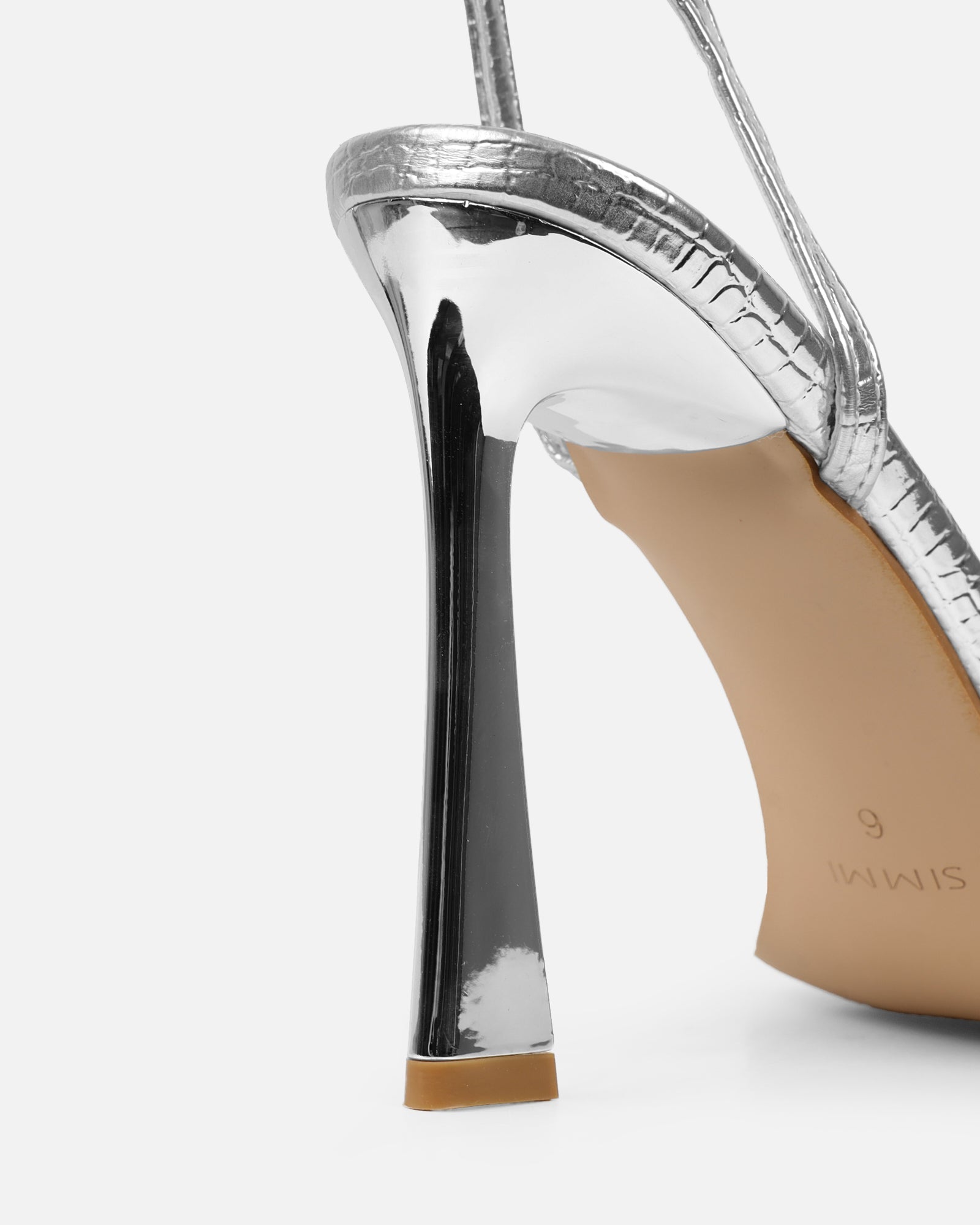 Appi Clear Silver Faux Snake Chain Detail Heeled Sandals