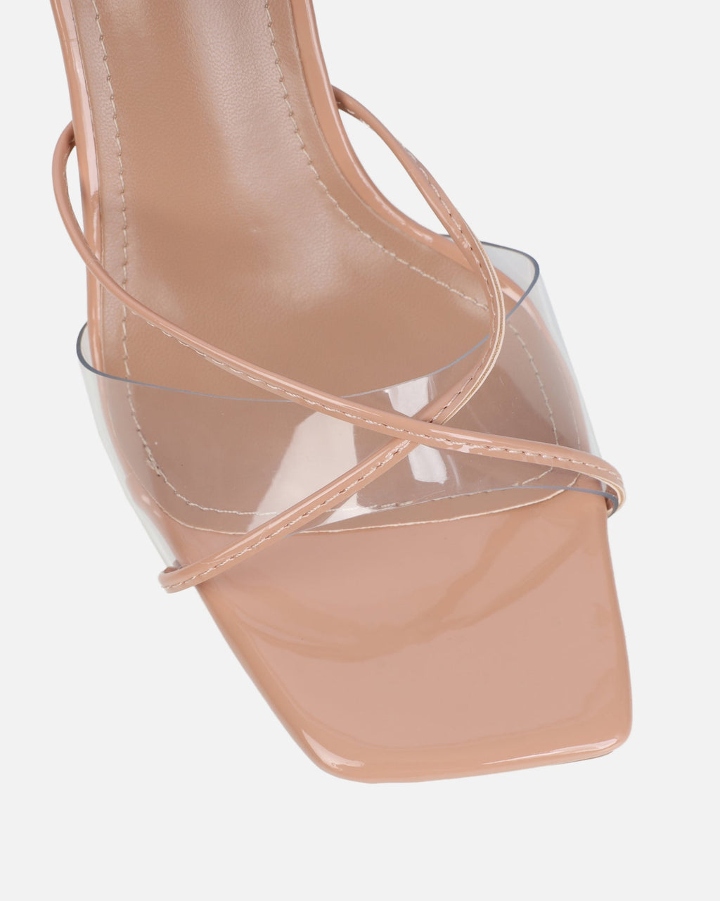 Daisha Nude Patent Clear Heeled Sandals