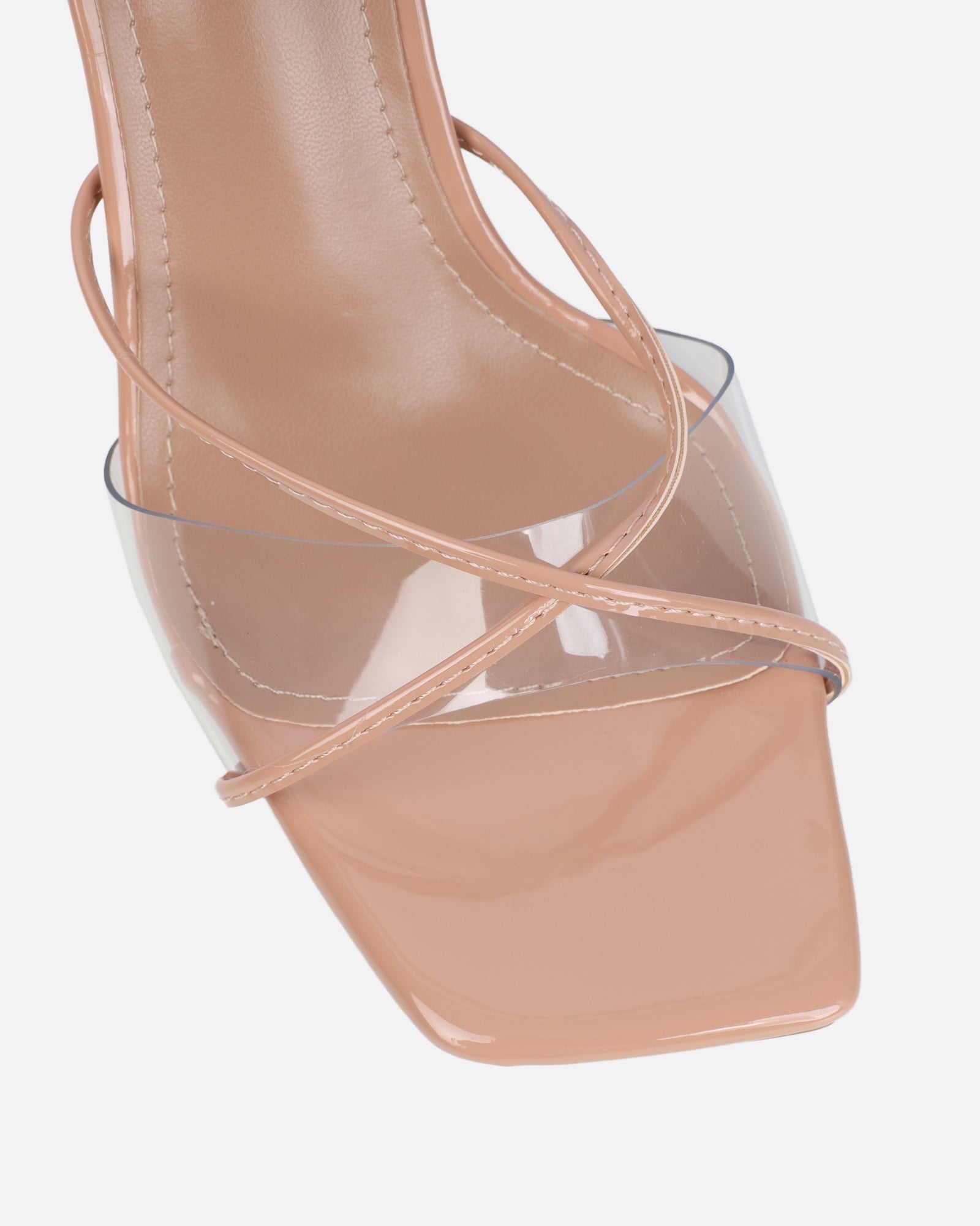 Daisha Nude Patent Clear Heeled Sandals