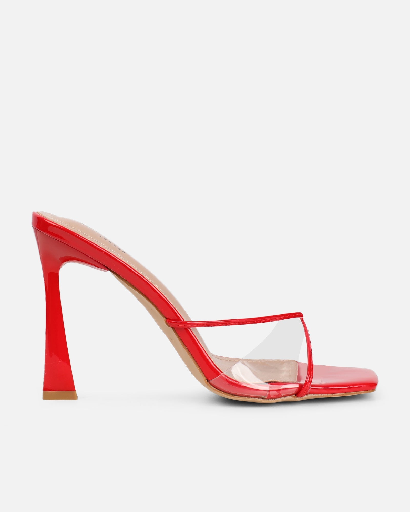 Daisha Red Patent Clear Heeled Sandals